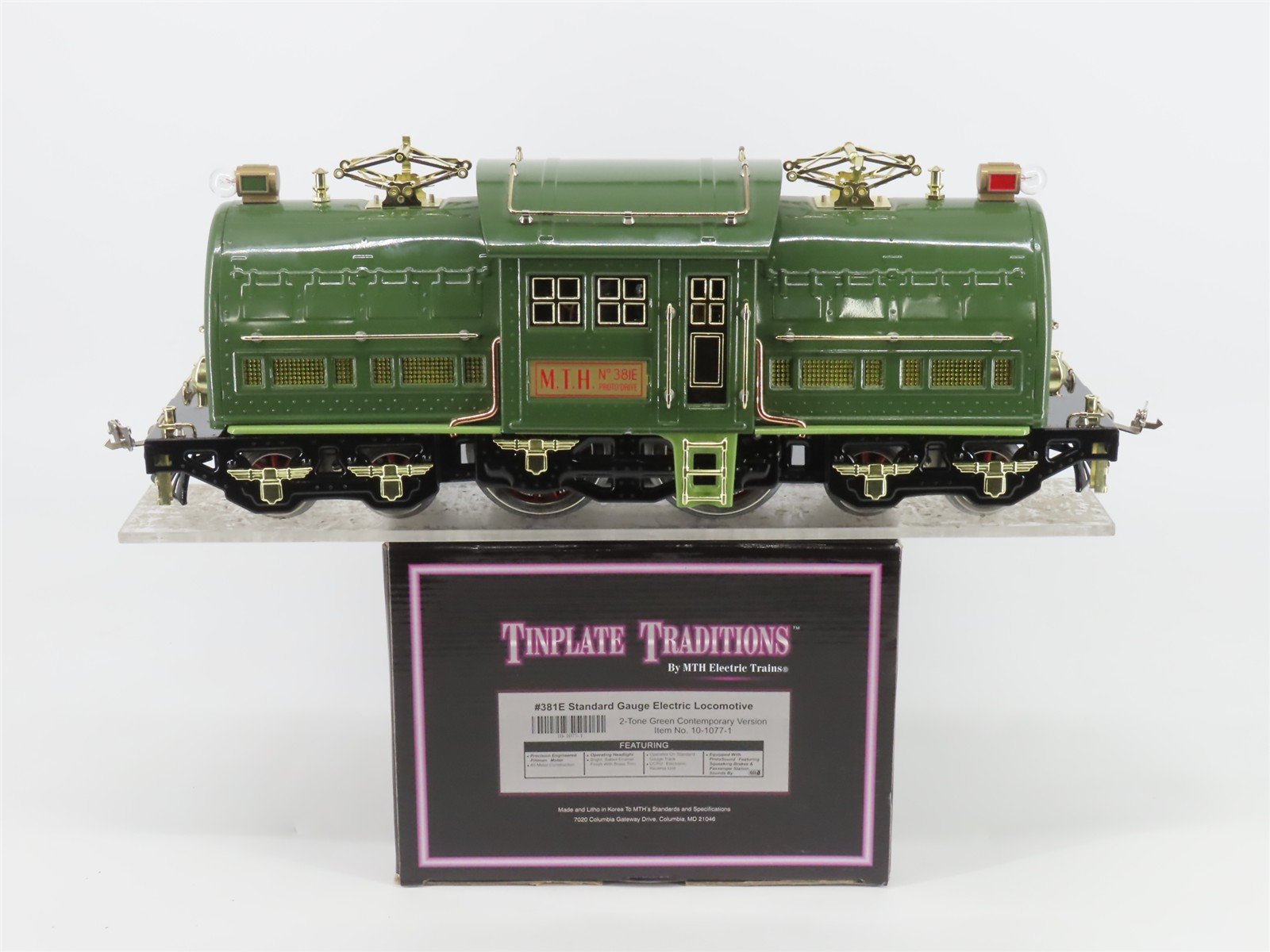 Standard Gauge MTH Tinplate 10-1077-1 Green Electric #381E w/ Sound