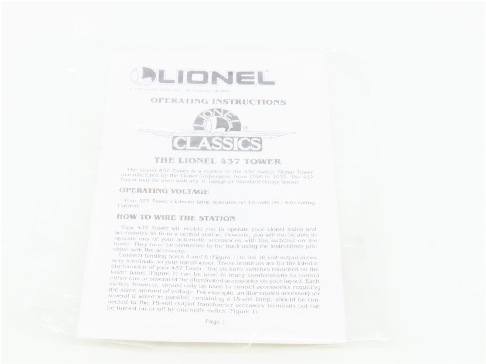 Standard Gauge Lionel 6-13804 #437 Switch Tower