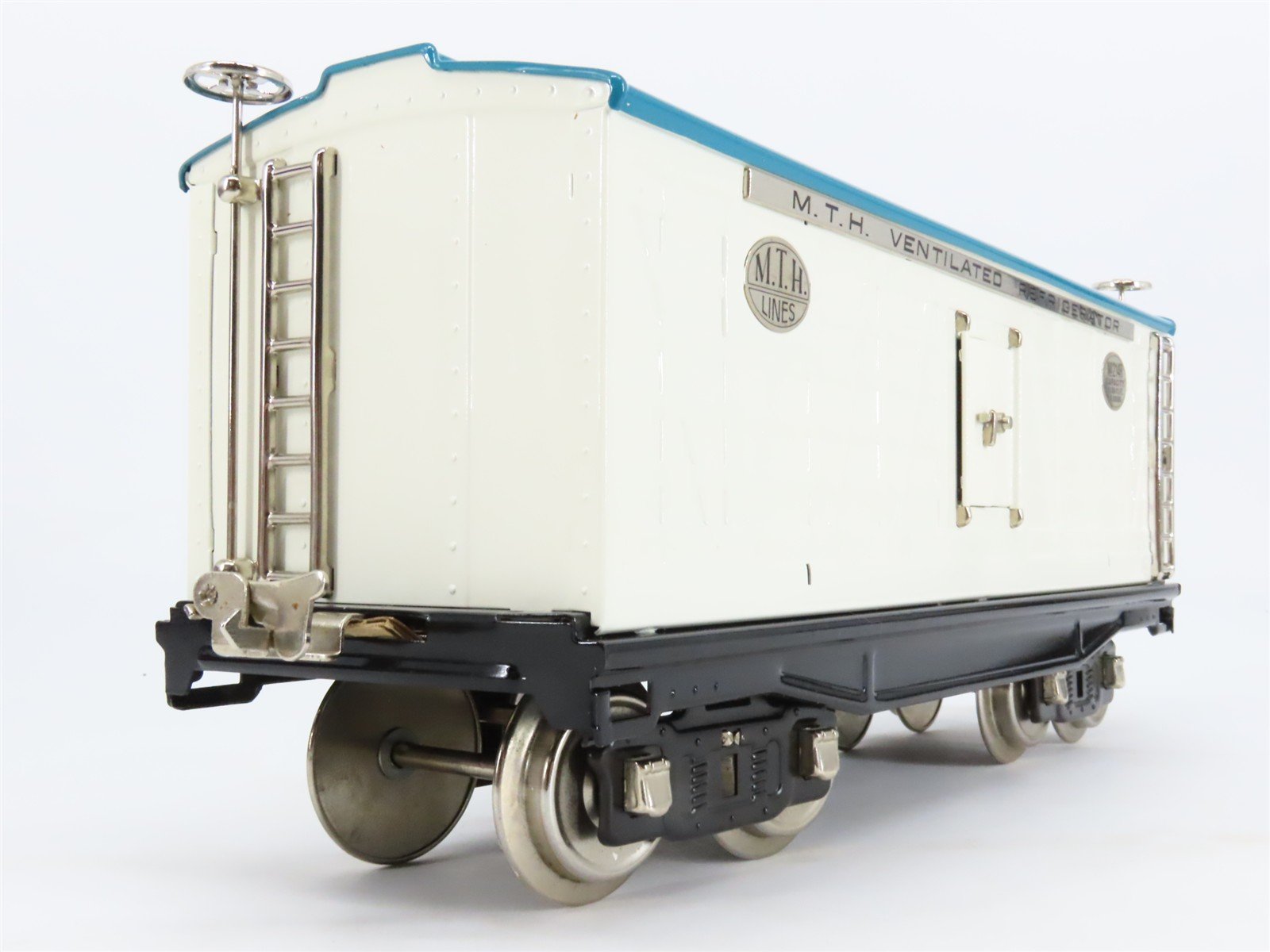Standard Gauge MTH Tinplate 10-206 #214R White & Blue w/Nickel Trim Reefer