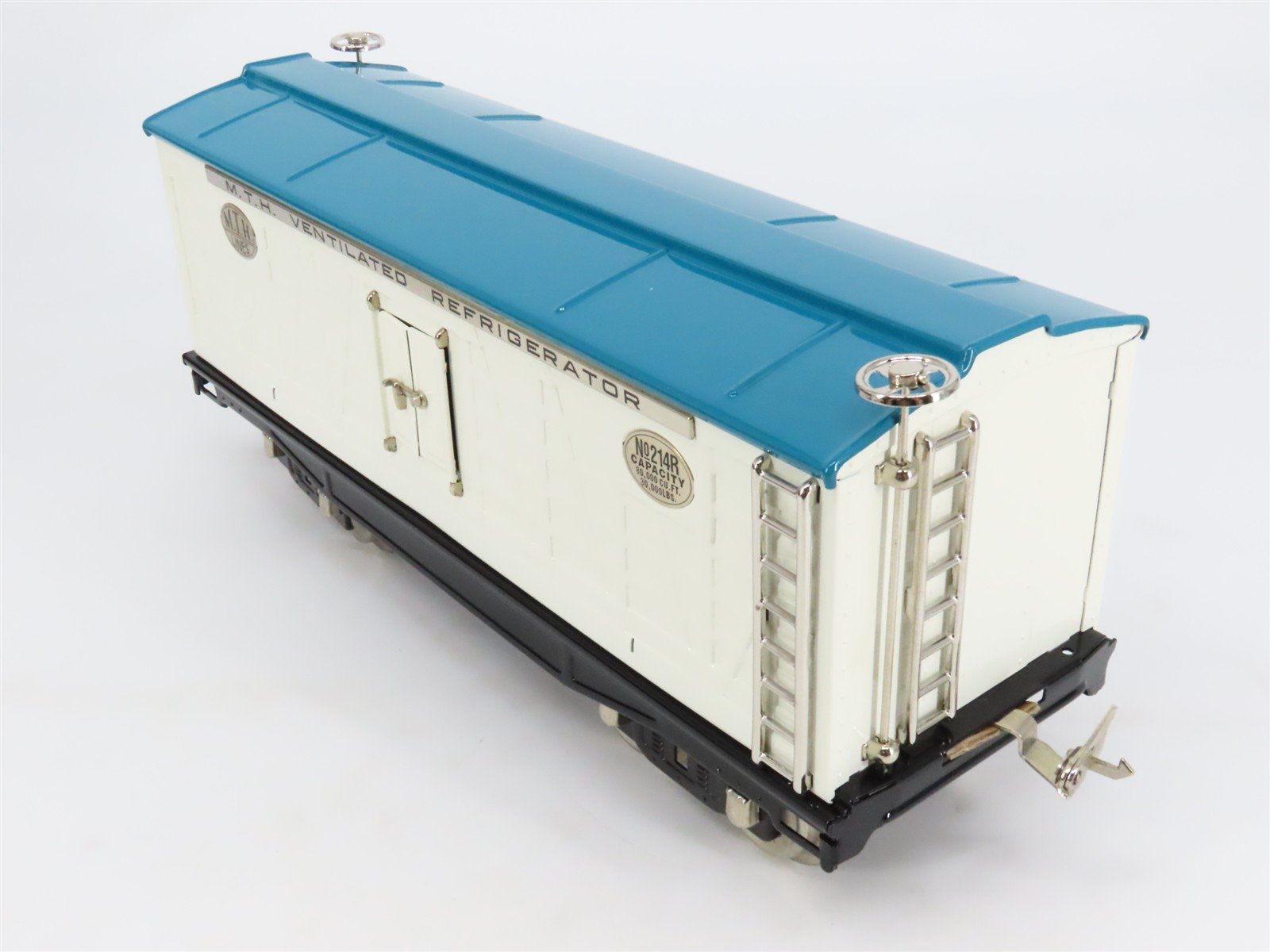 Standard Gauge MTH Tinplate 10-206 #214R White & Blue w/Nickel Trim Reefer