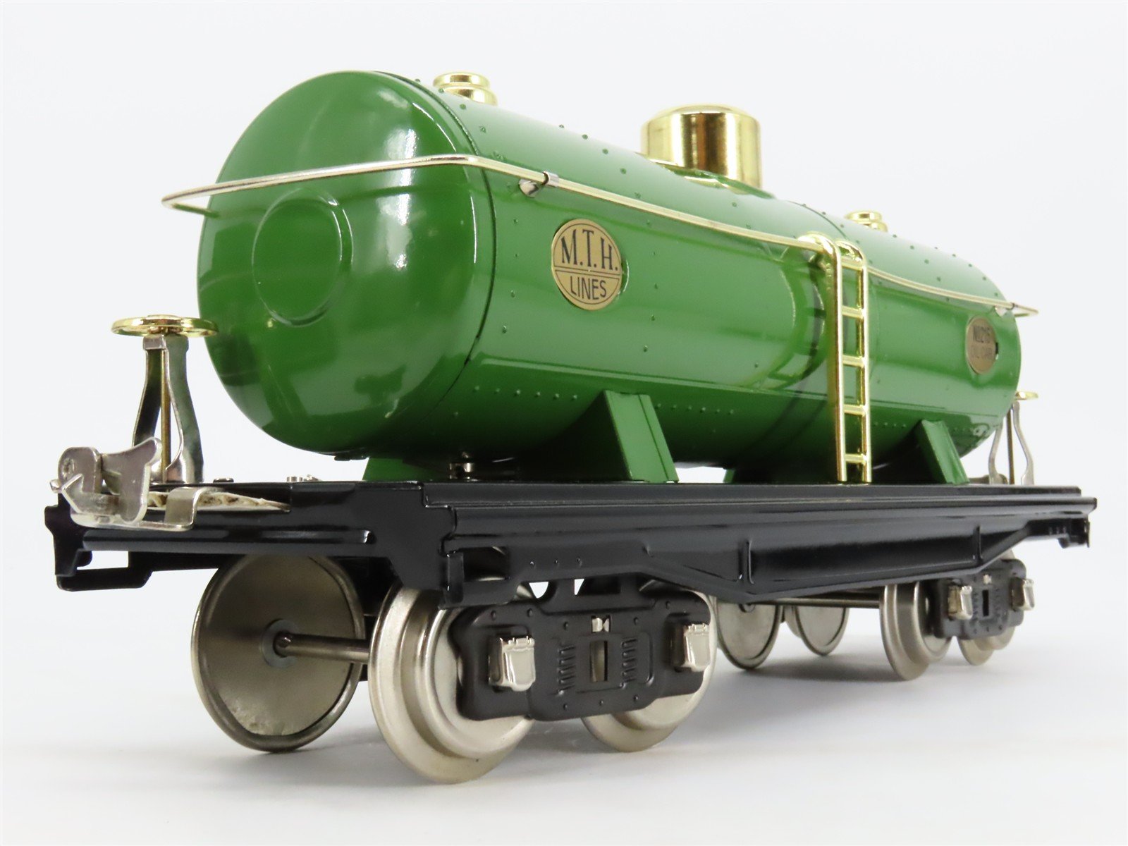 Standard Gauge MTH Tinplate 10-1051 #215 Pea Green w/ Brass Trim Tankcar