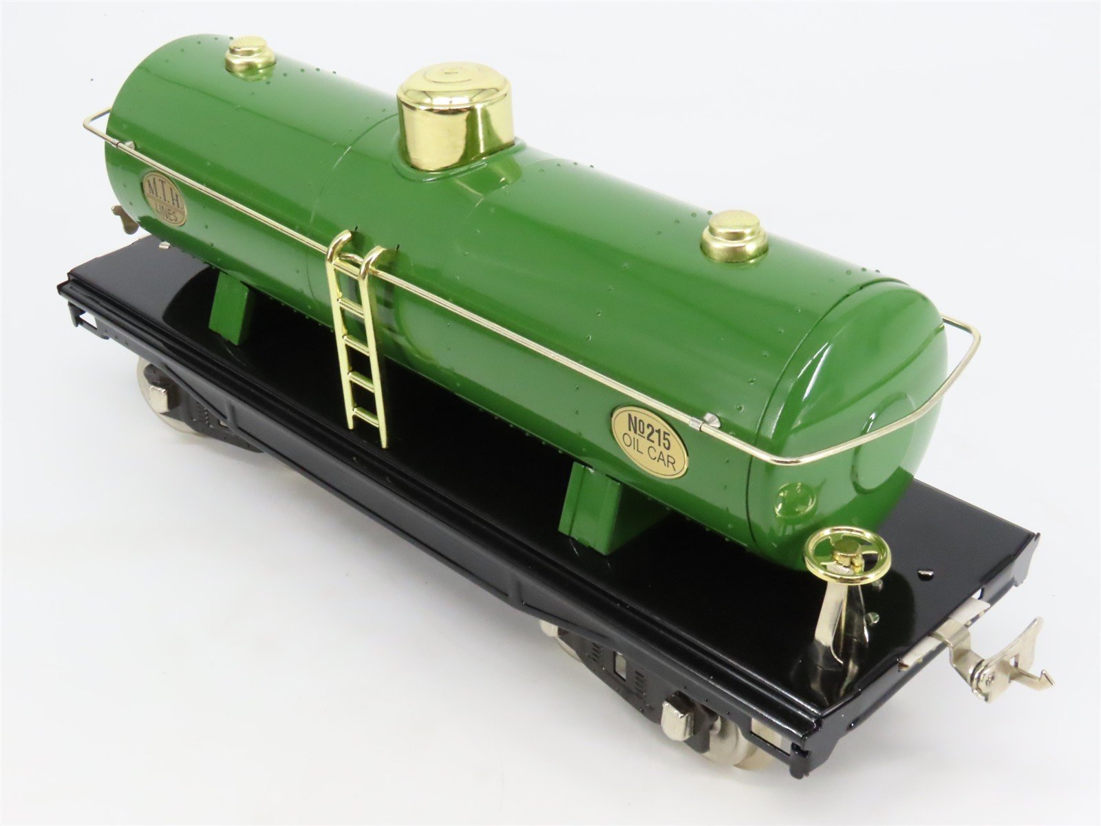 Standard Gauge MTH Tinplate 10-1051 #215 Pea Green w/ Brass Trim Tankcar