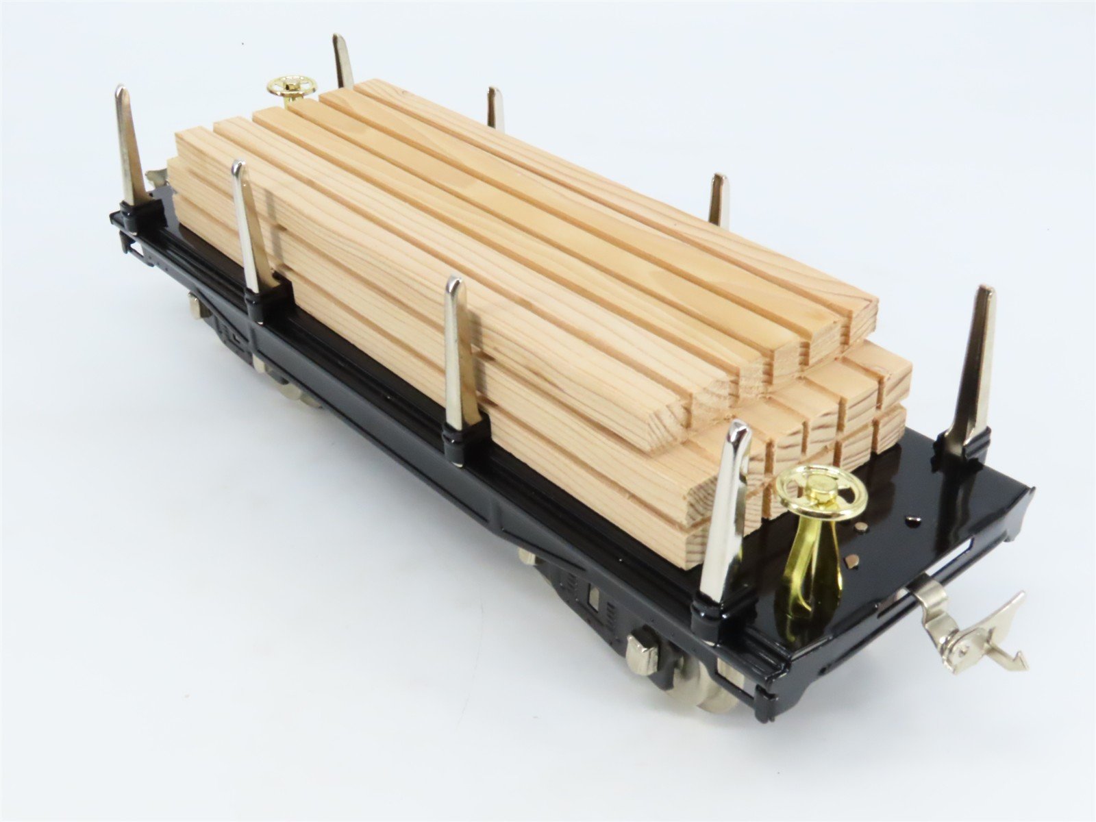 Standard Gauge MTH Tinplate 10-1072 #211 Black w/Brass Trim Flatcar