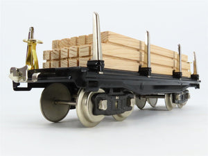 Standard Gauge MTH Tinplate 10-1072 #211 Black w/Brass Trim Flatcar