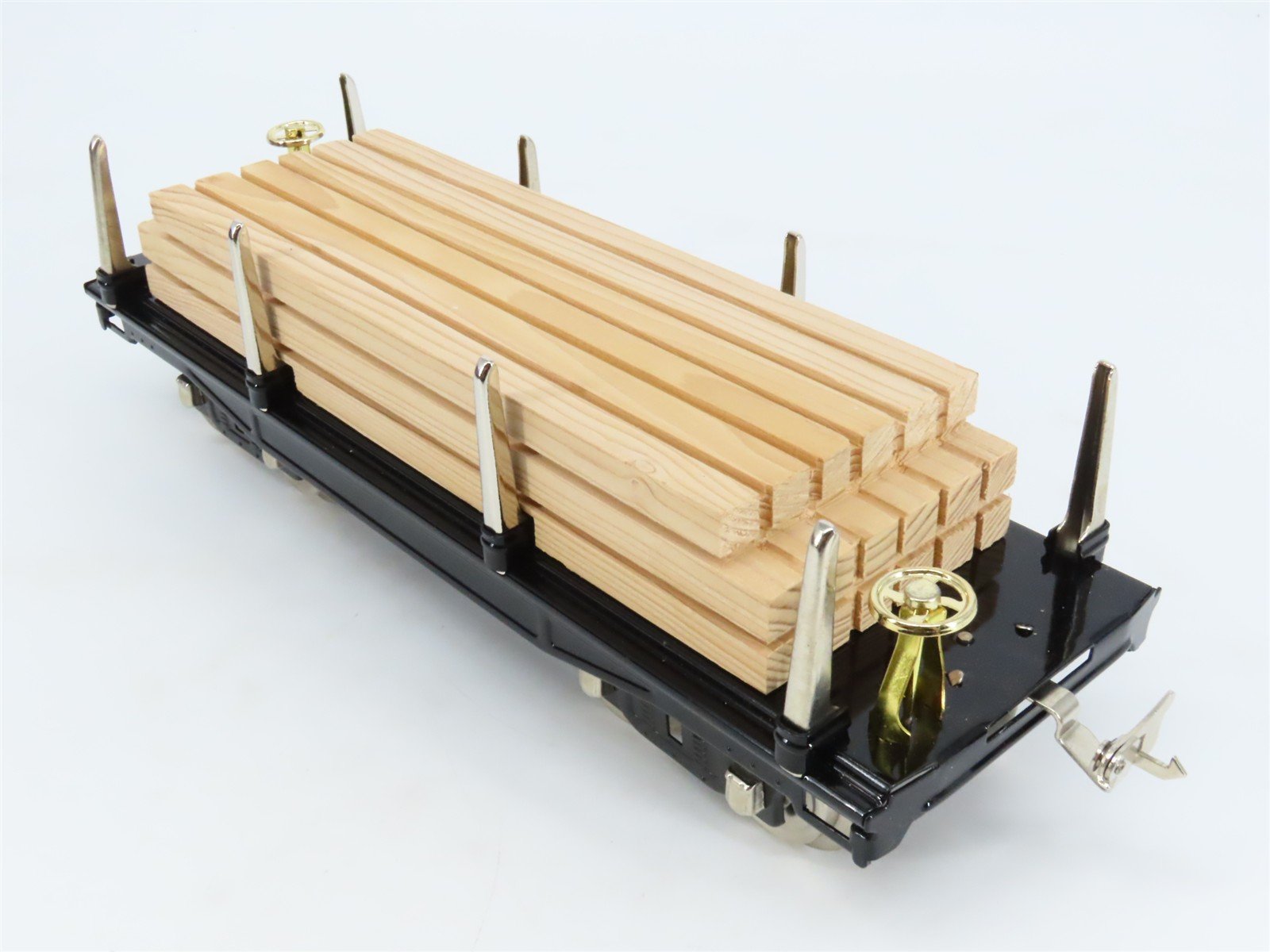 Standard Gauge MTH Tinplate 10-1072 #211 Black w/Brass Trim Flatcar