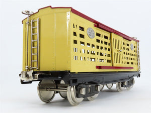 Standard Gauge MTH Tinplate #213 Yellow & Maroon Cattle/Stock Car