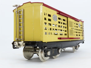 Standard Gauge MTH Tinplate #213 Yellow & Maroon Cattle/Stock Car