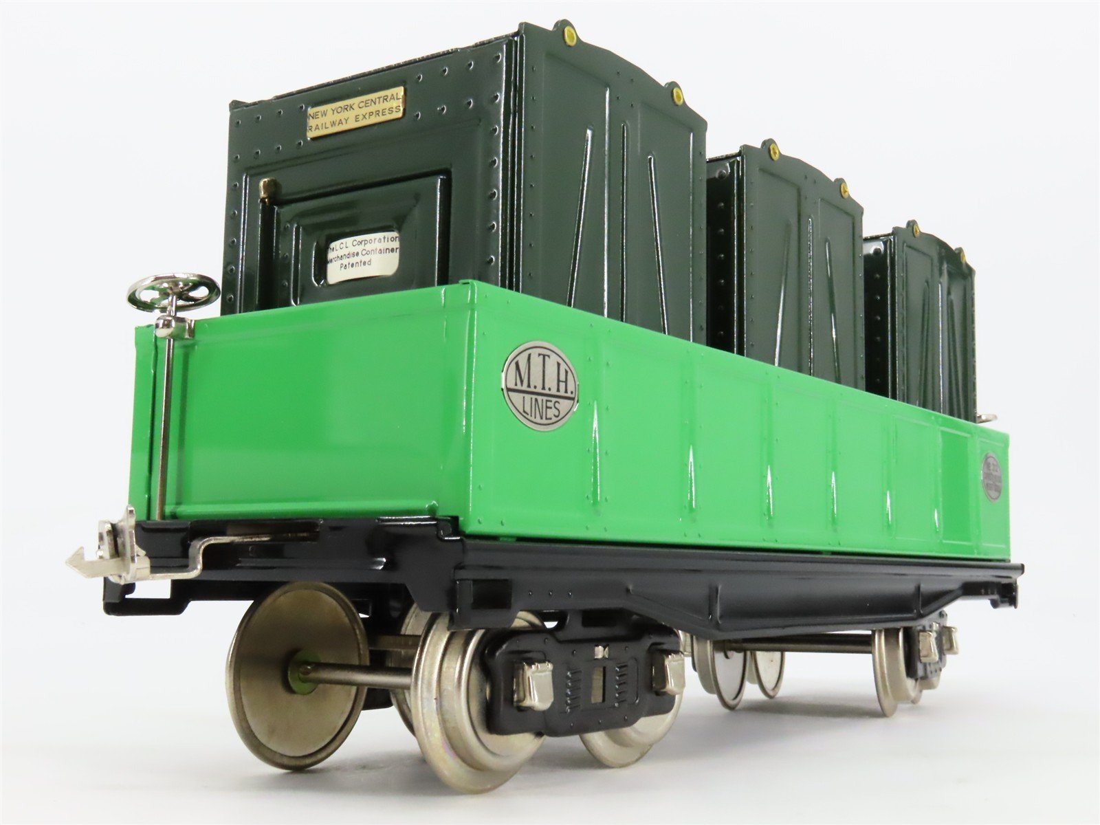 Standard Gauge MTH Tinplate 10-1074 #212 Gondola w/3 Containers