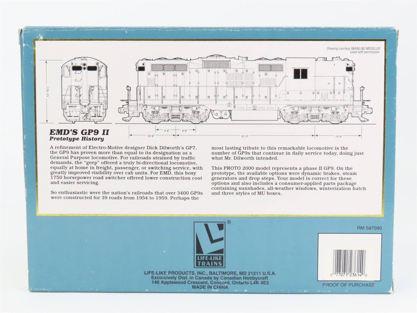 HO Scale Proto 2000 23614 ATSF Santa Fe EMD GP9 Ph. 2 Diesel #707 w/ DCC