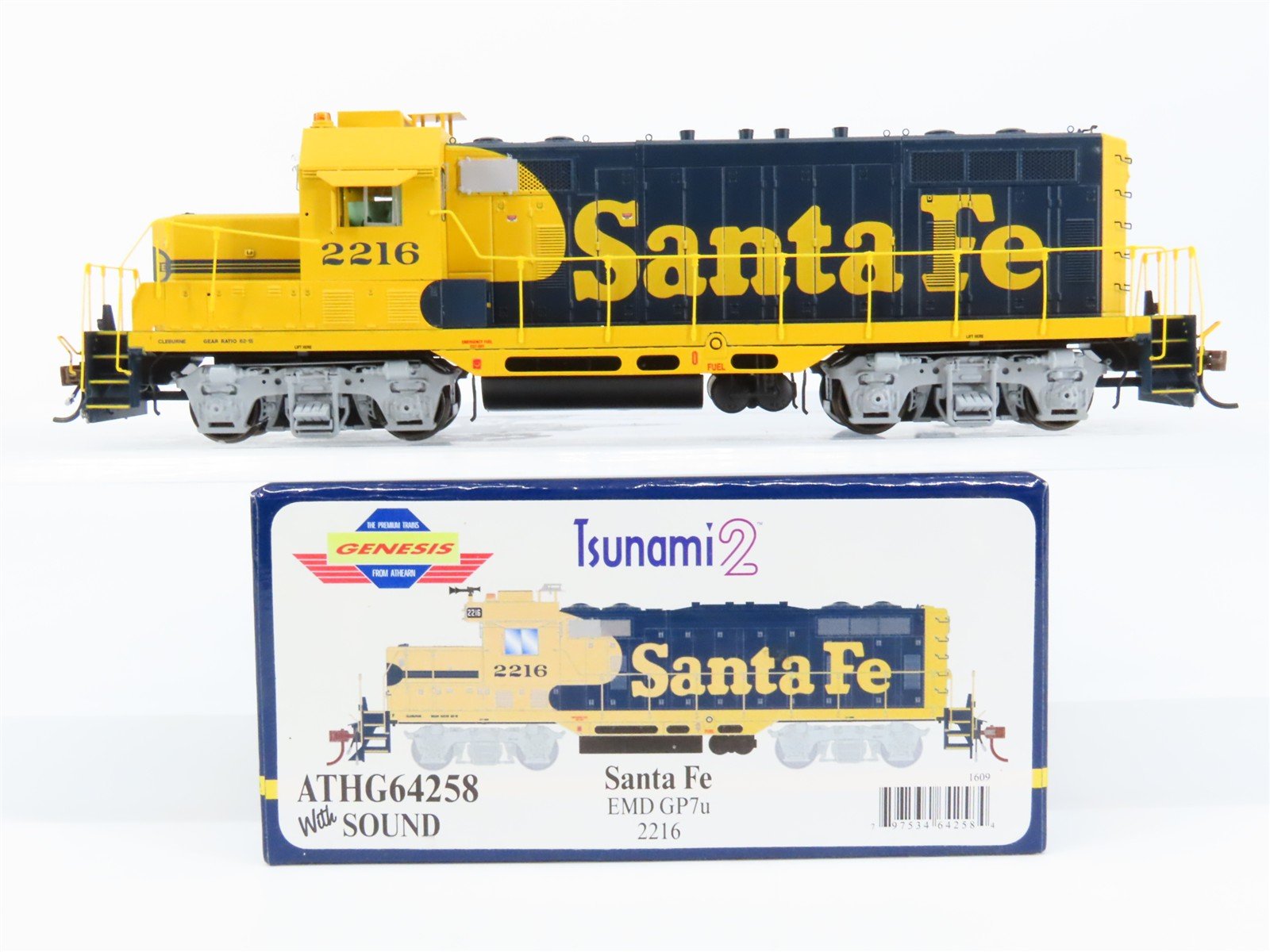HO Athearn Genesis ATHG64258 ATSF Santa Fe EMD GP7u Diesel #2216 w/ DCC & Sound