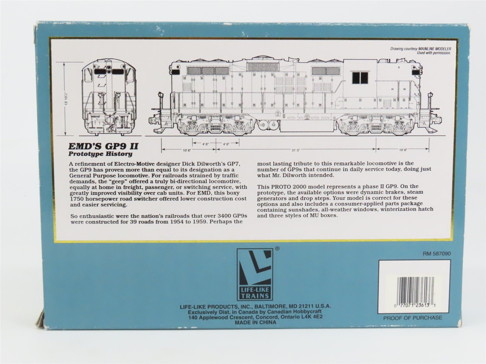 HO Scale Proto 2000 23613 ATSF Santa Fe EMD GP9 Ph. 2 Diesel #703 w/ DCC