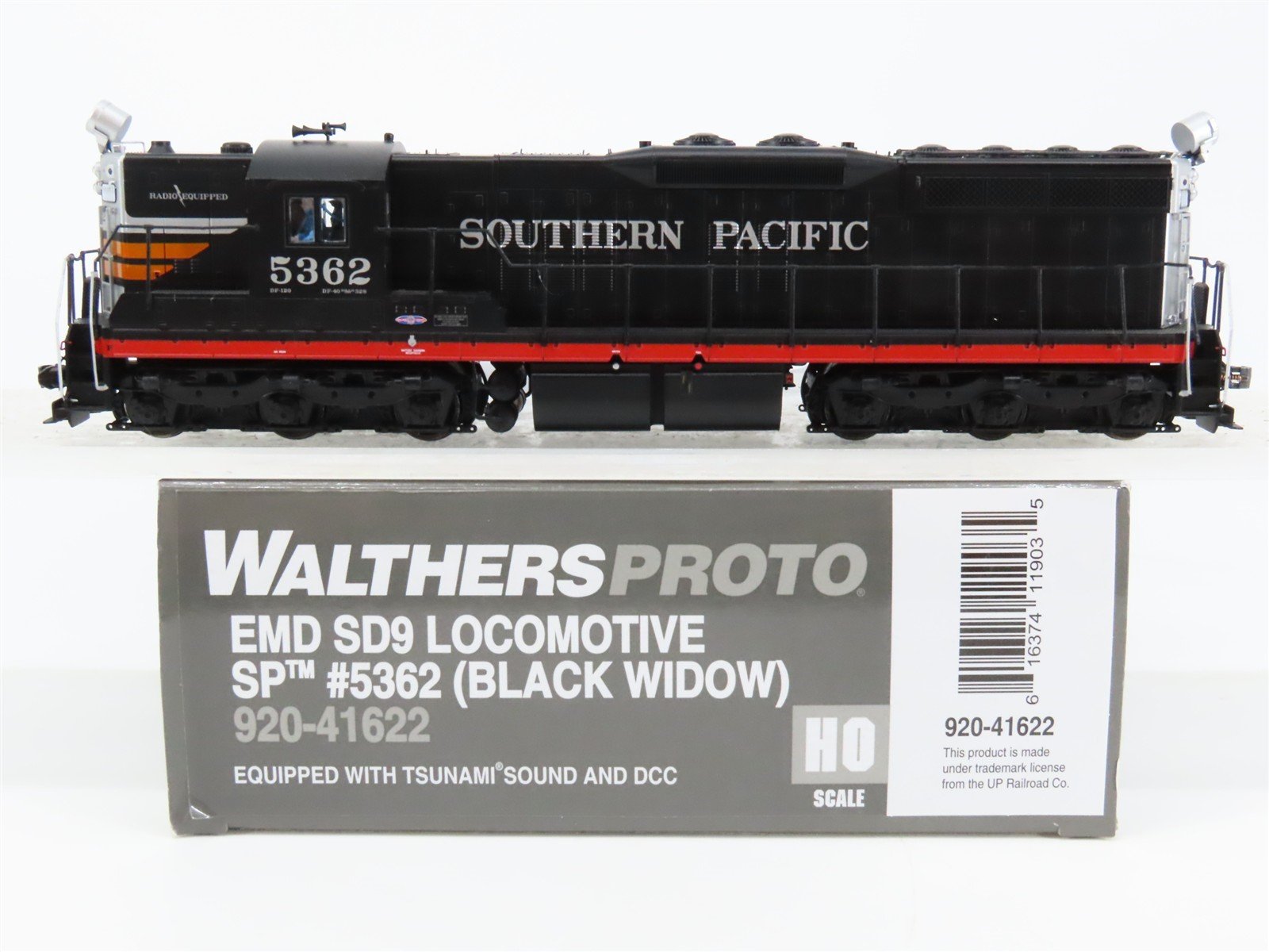 HO Scale Walthers Proto 920-41622 SP "Black Widow" SD9 Diesel Loco #5362 wDCC