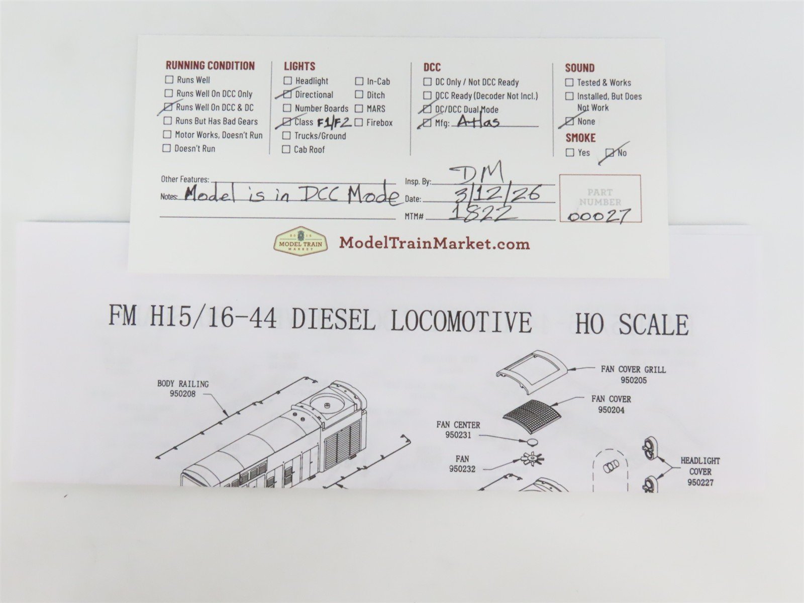 HO Scale Atlas Master 9589 ATSF Santa Fe FM H16-44 Diesel #3010 w/ DCC