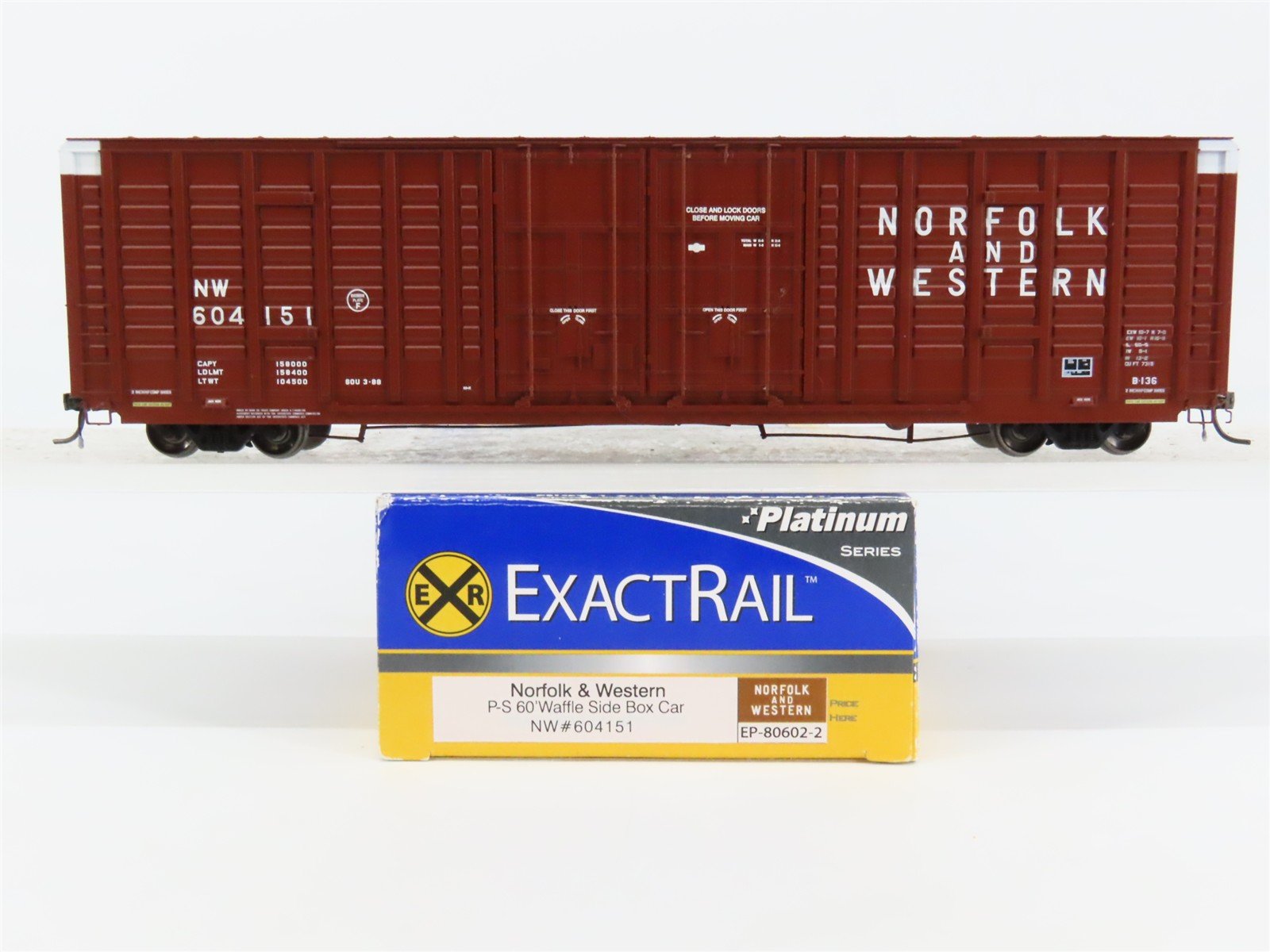 HO Scale ExactRail EP-80602-2 NW Norfolk & Western 60' Waffle Boxcar #604151