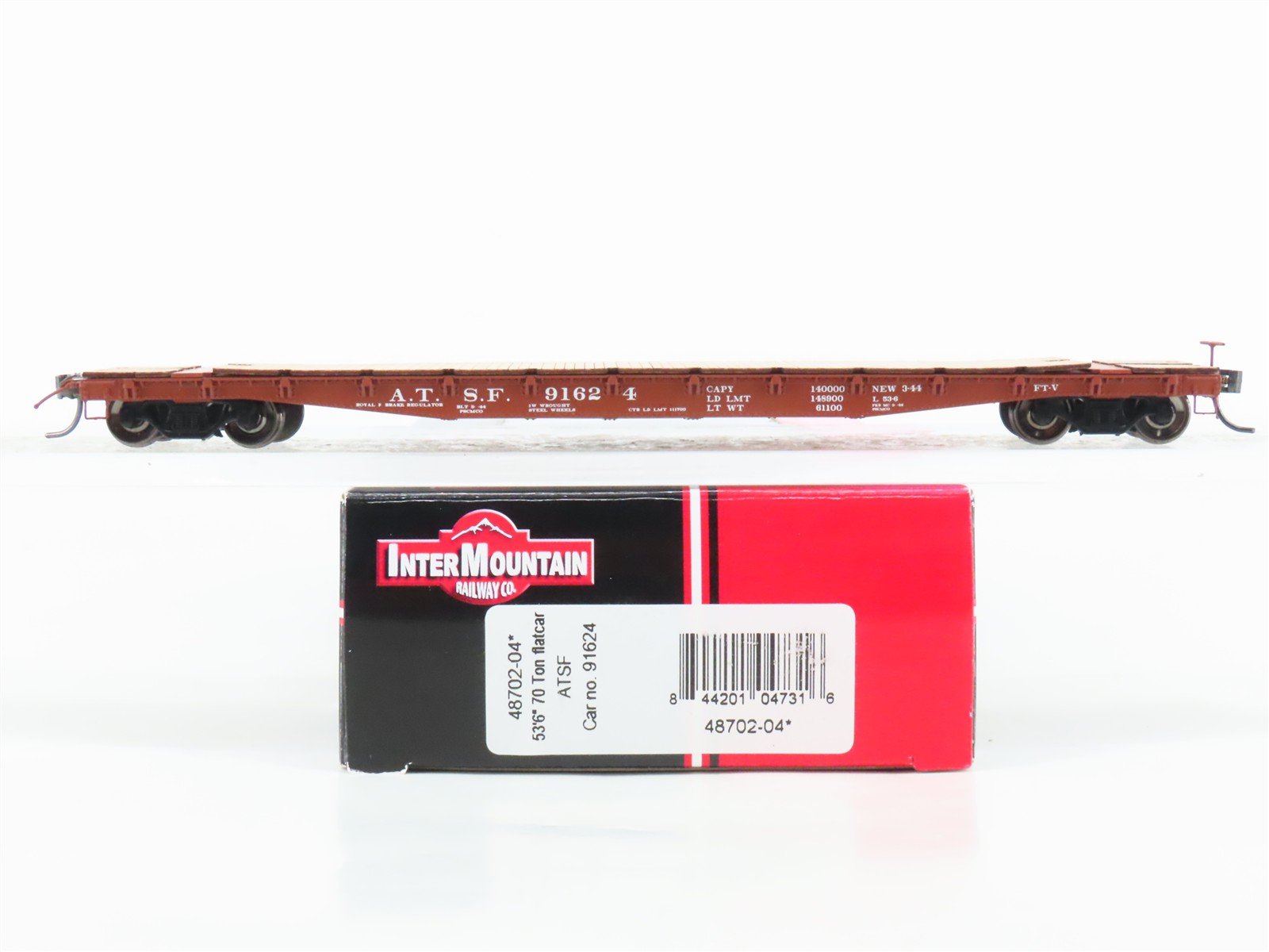 HO Scale InterMountain 48702-04* ATSF Santa Fe Railroad Flat Car #91624