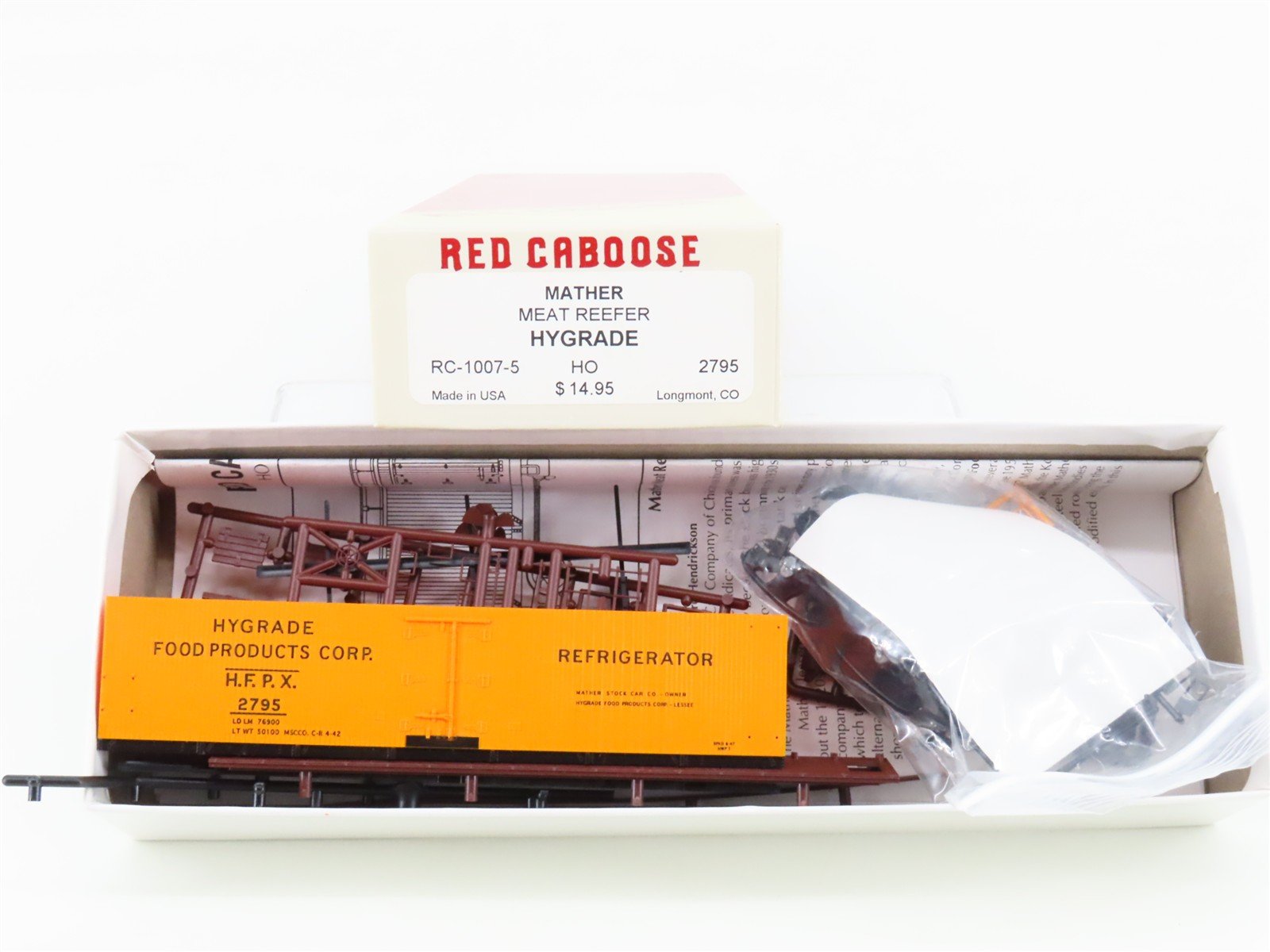 HO Scale Red Caboose Kit RC-1007-5 HFPX Hygrade Food Products Meat Reefer #2795