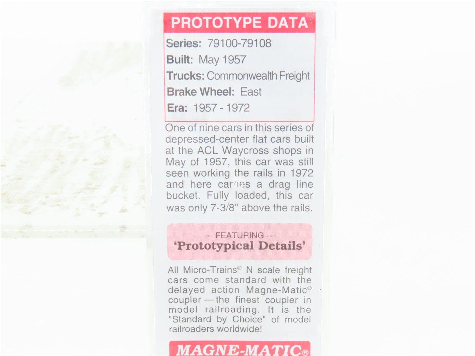 N Micro-Trains MTL 10900260 ACL Atlantic Coast Line Flat Car #79104 w/ Load