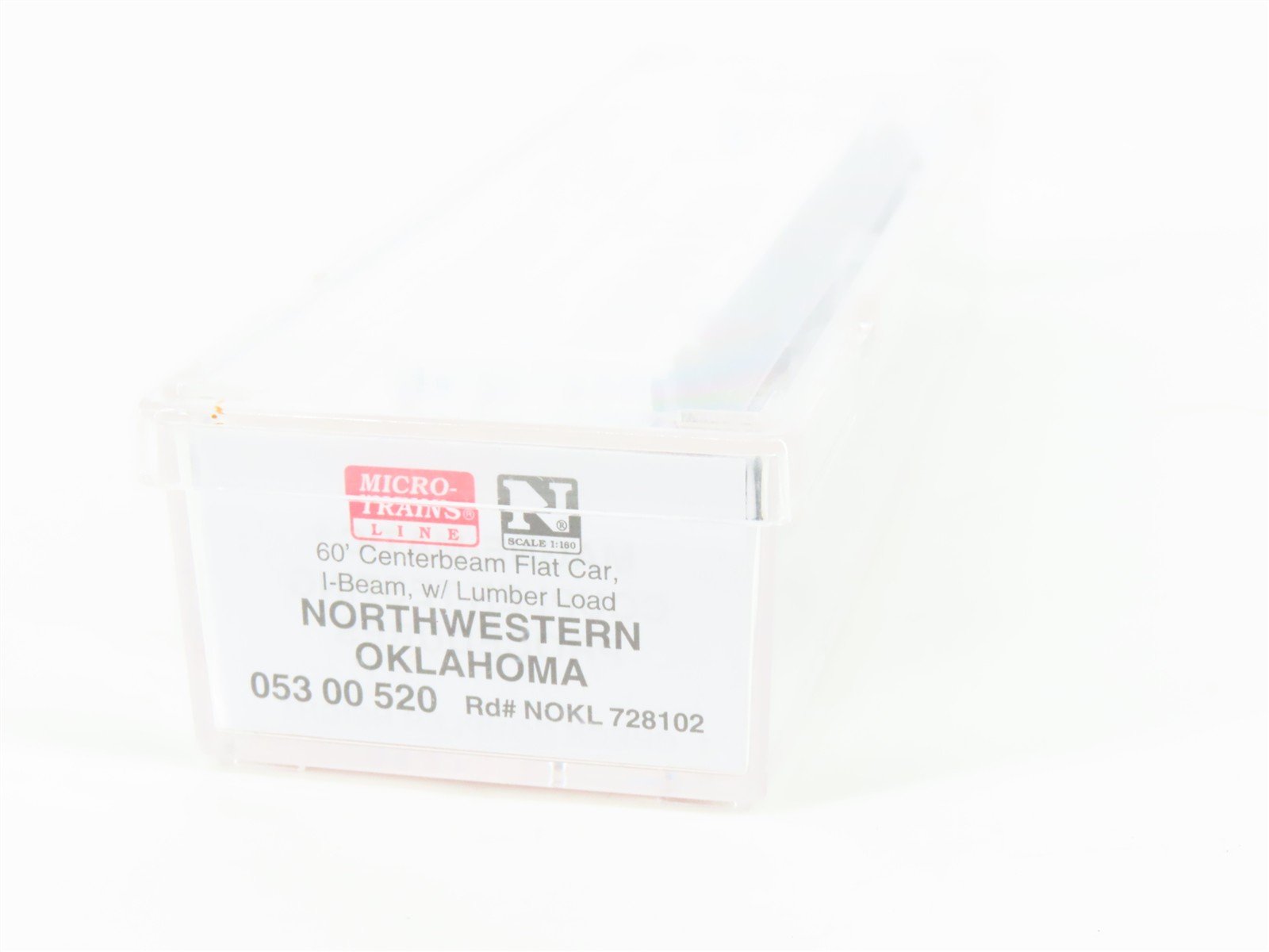 N Micro-Trains MTL 05300520 NOKL Northwestern Oklahoma Flat Car #728102 w/ Load