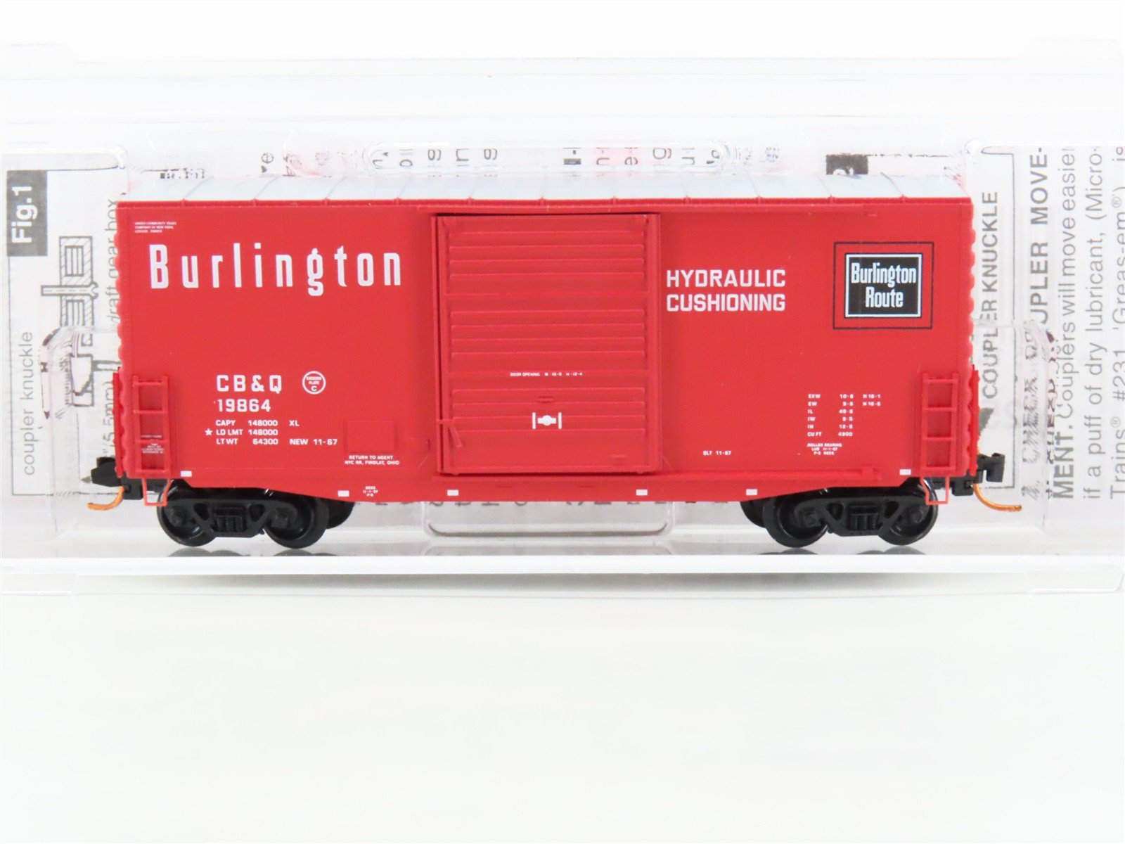 N Scale Micro-Trains MTL 10100080 CB&Q Burlington 40' Single Door Box Car #19864