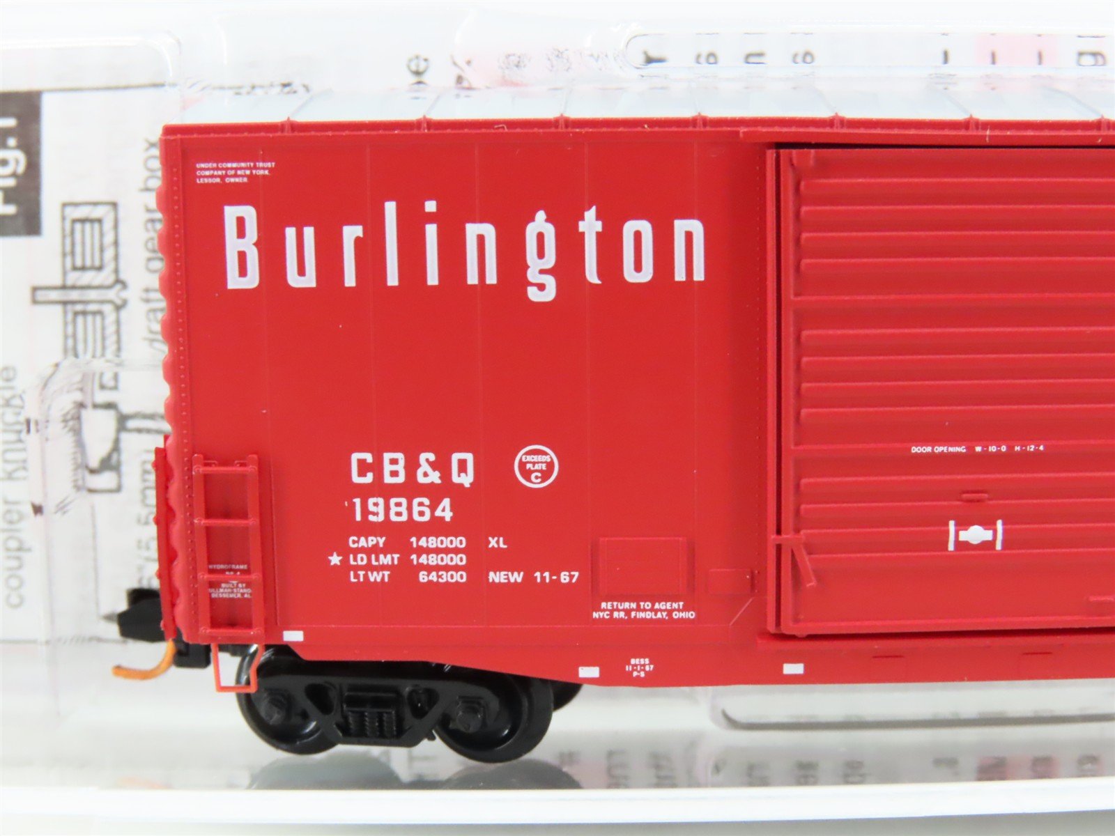 N Scale Micro-Trains MTL 10100080 CB&Q Burlington 40' Single Door Box Car #19864