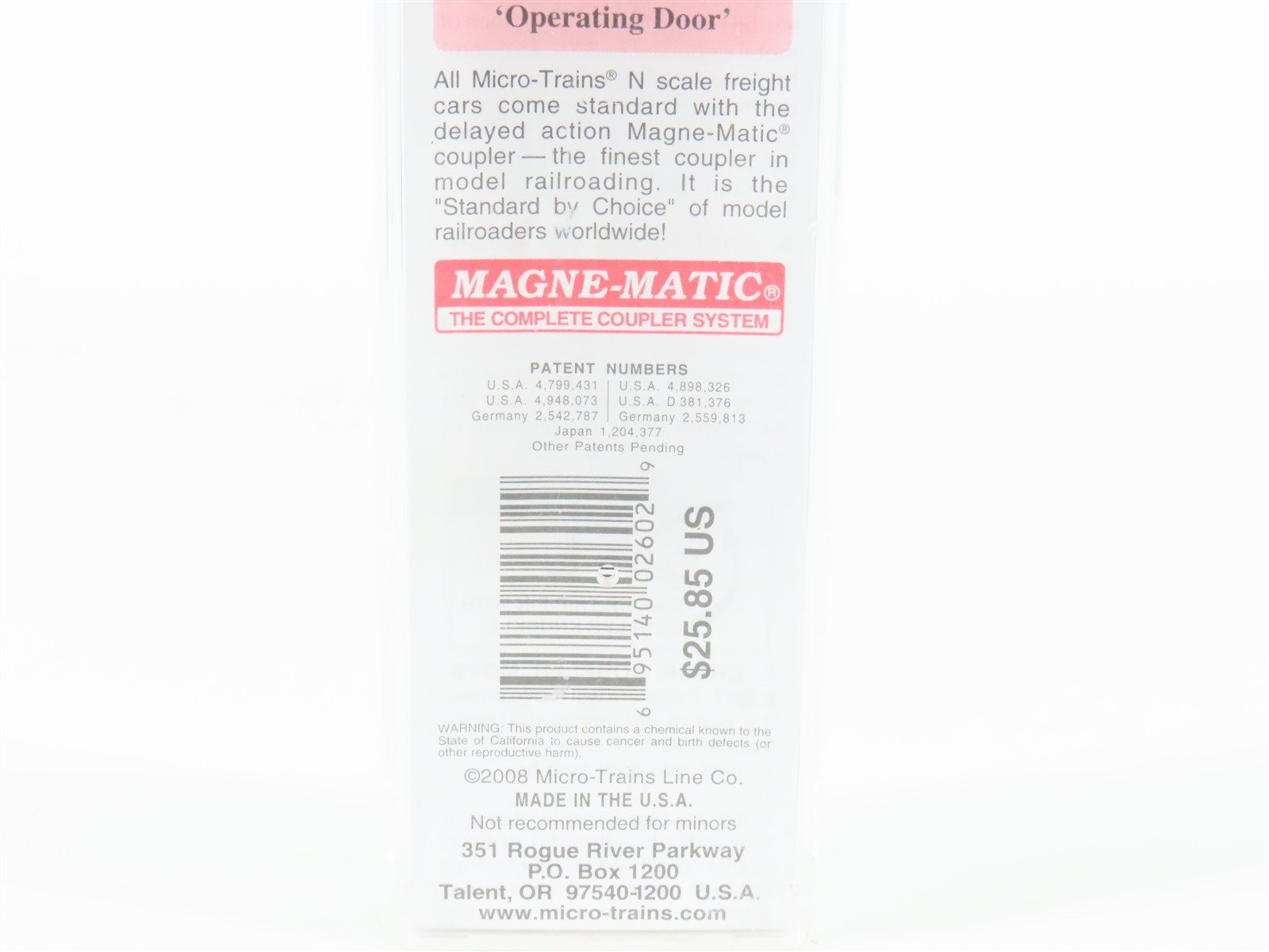 N Scale Micro-Trains MTL 10100080 CB&Q Burlington 40' Single Door Box Car #19864