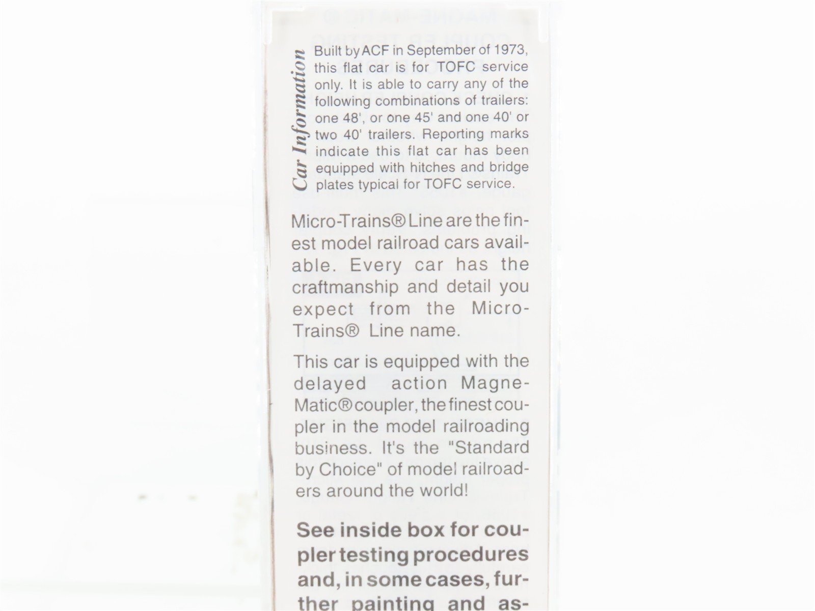 N Micro-Trains MTL 71524 TTX Trailer Train TOFC Flat Car #252705 w/ Trailer