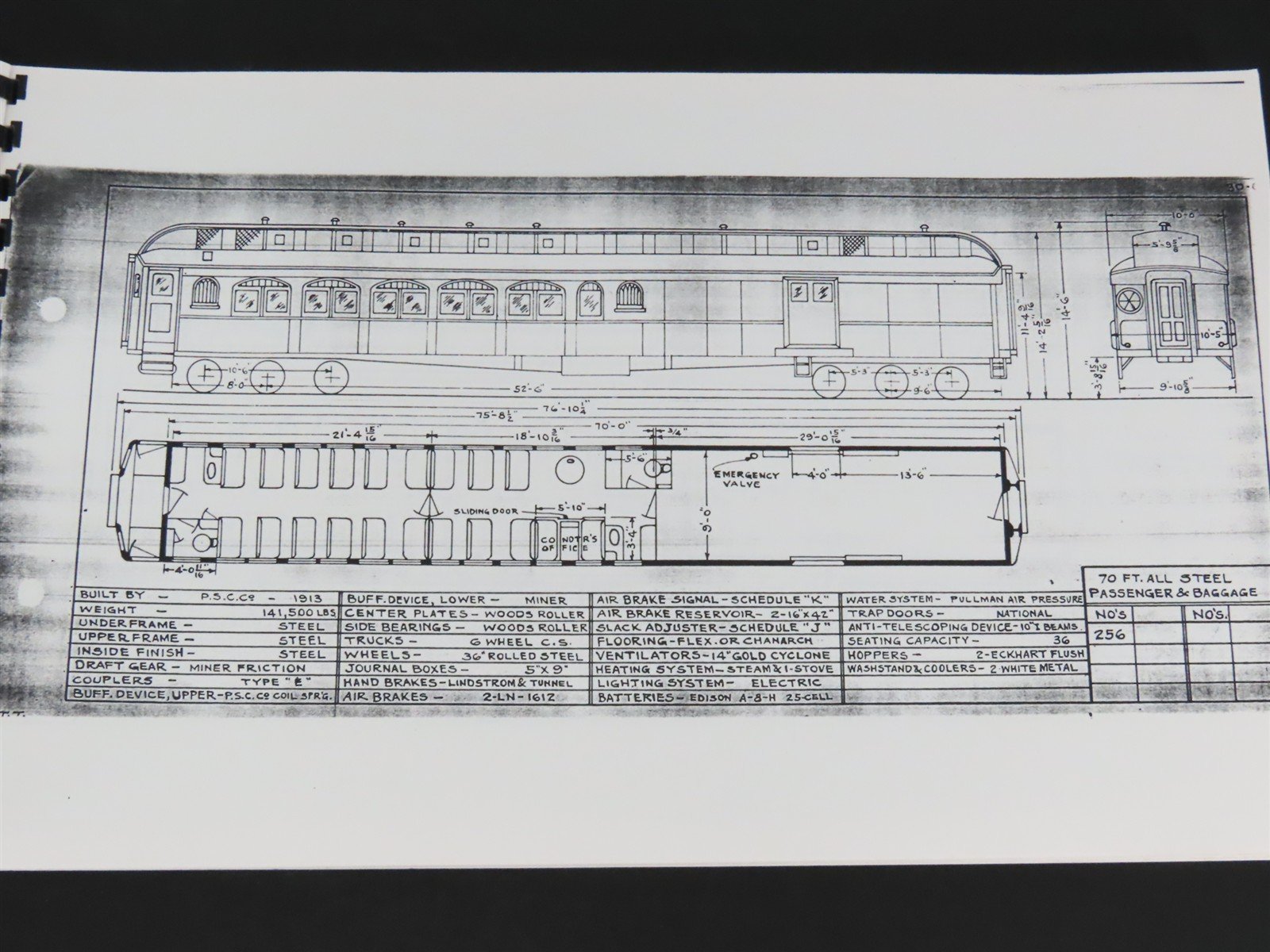 Seaboard Air Line Railway Diagrams of Passenger Cars - Spiral Bound Photocopies