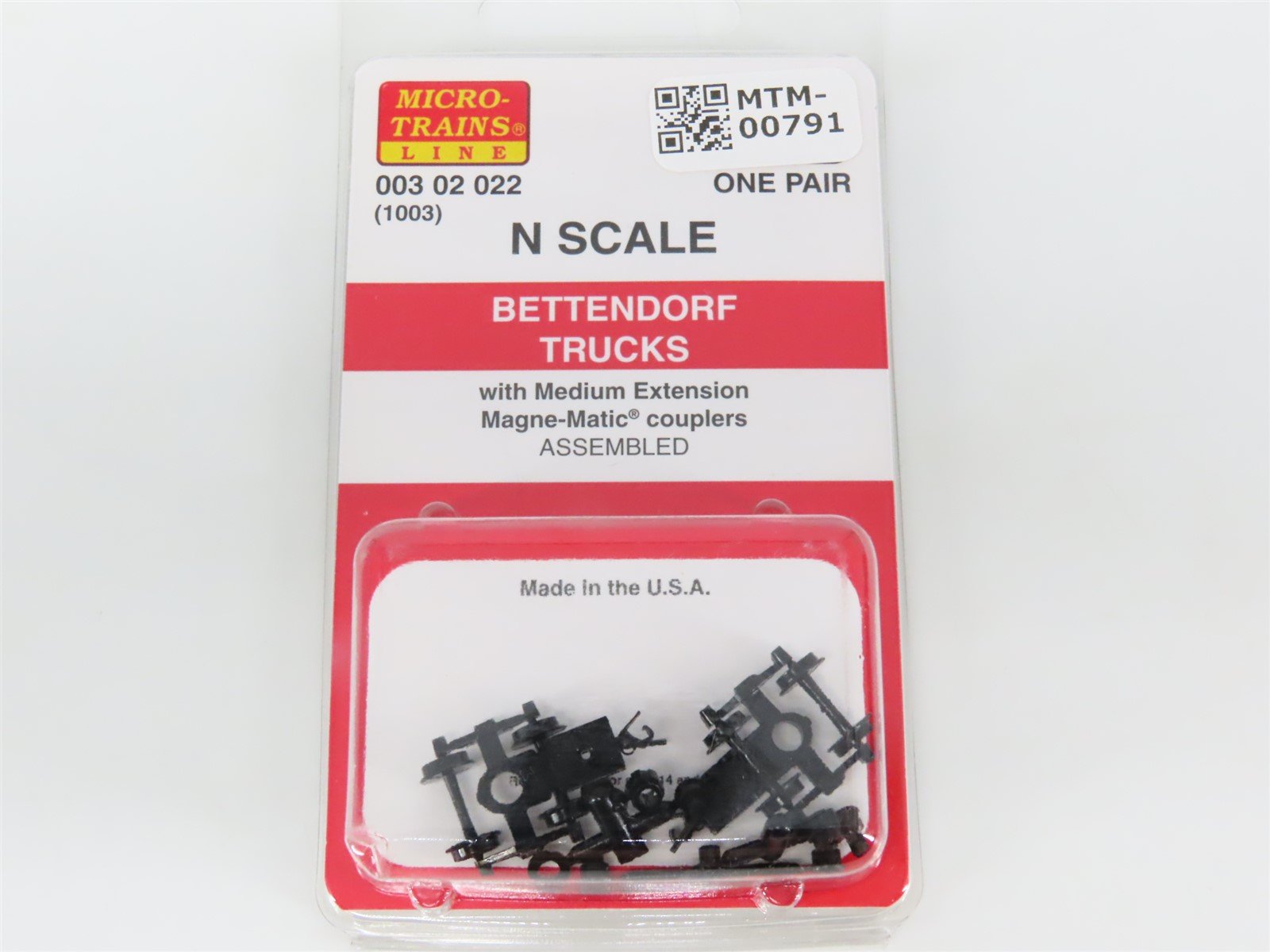 N Micro-Trains MTL 00302022 (1003) Bettendorf Trucks w/ Couplers - 1 Pair