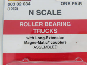 N Micro-Trains MTL 00302034 (1032) Roller Bearing Trucks w/ Couplers - 1 Pair