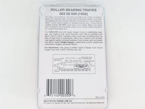 N Micro-Trains MTL 00302034 (1032) Roller Bearing Trucks w/ Couplers - 1 Pair