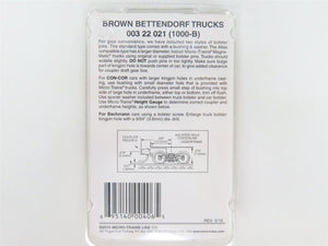 N Micro-Trains MTL 00322021 (1000-B) Brown Bettendorf Trucks w/Couplers - 1 Pair
