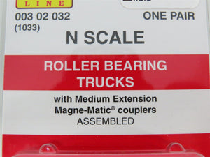 N Micro-Trains MTL 00302032 (1033) Roller Bearing Trucks w/ Couplers - 1 Pair