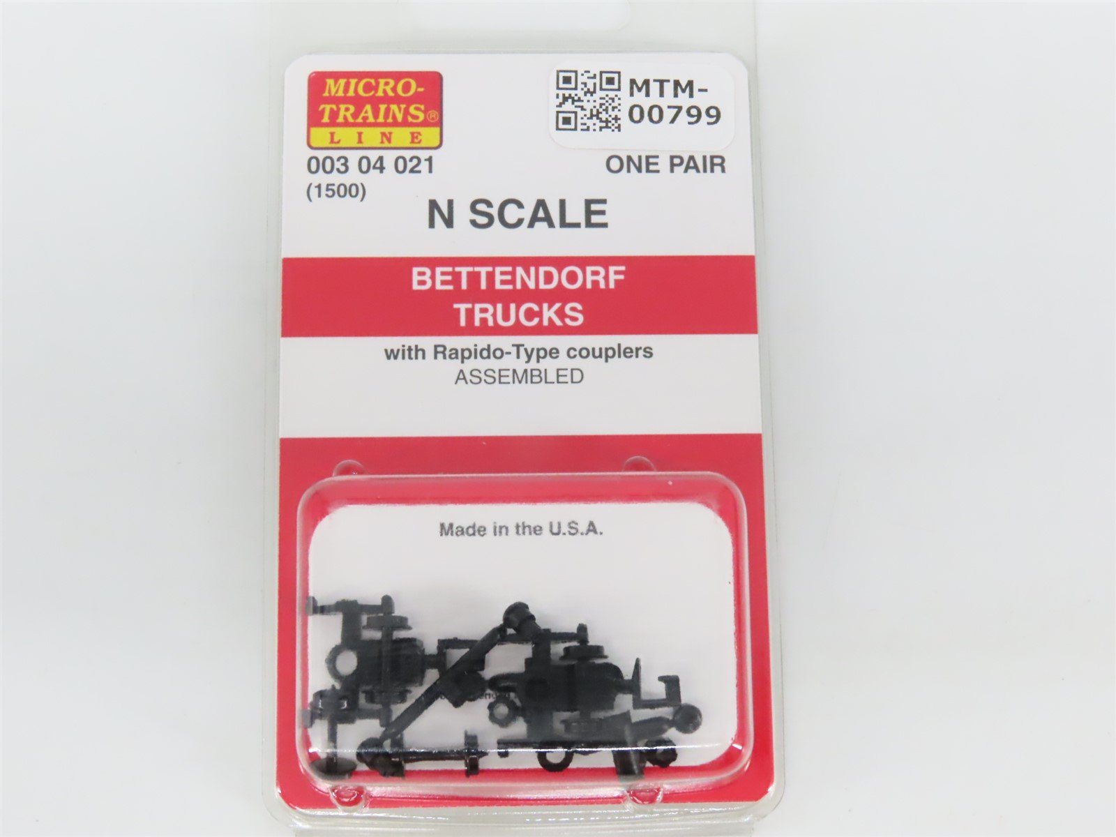 N Micro-Trains MTL 00304021 (1500) Bettendorf Trucks w/ Rapido Couplers - 1 Pair