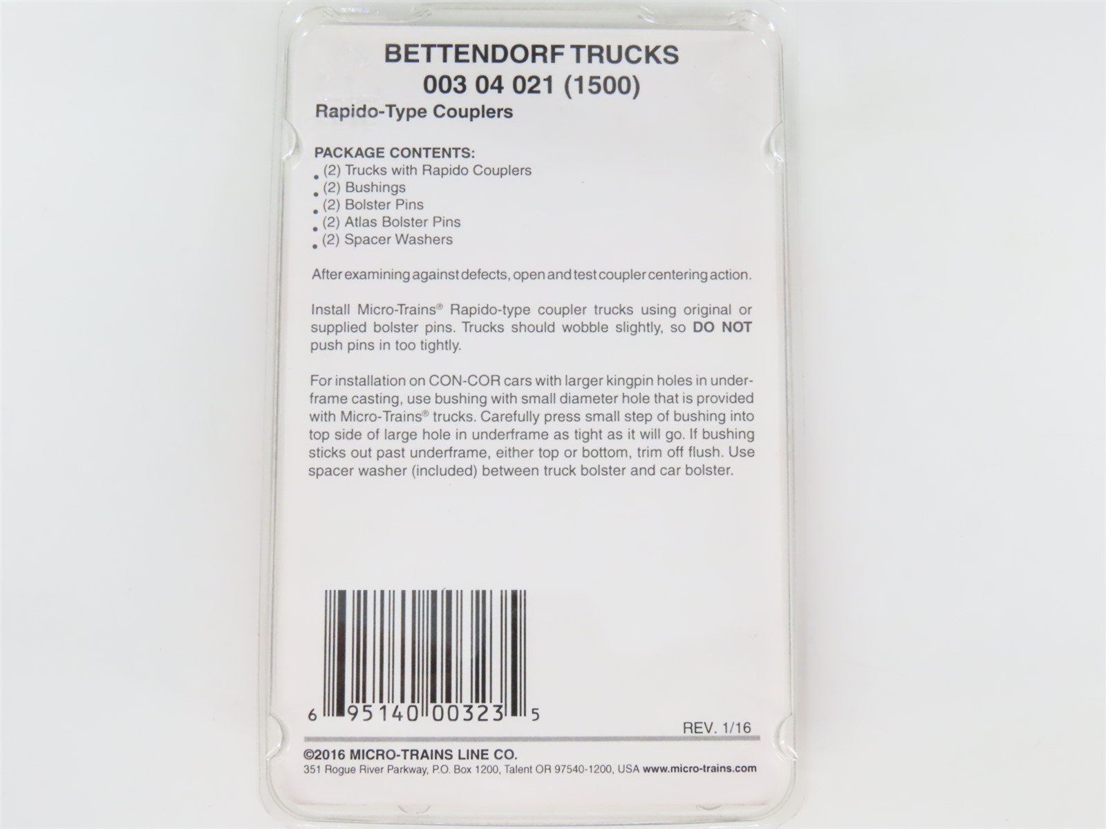 N Micro-Trains MTL 00304021 (1500) Bettendorf Trucks w/ Rapido Couplers - 1 Pair