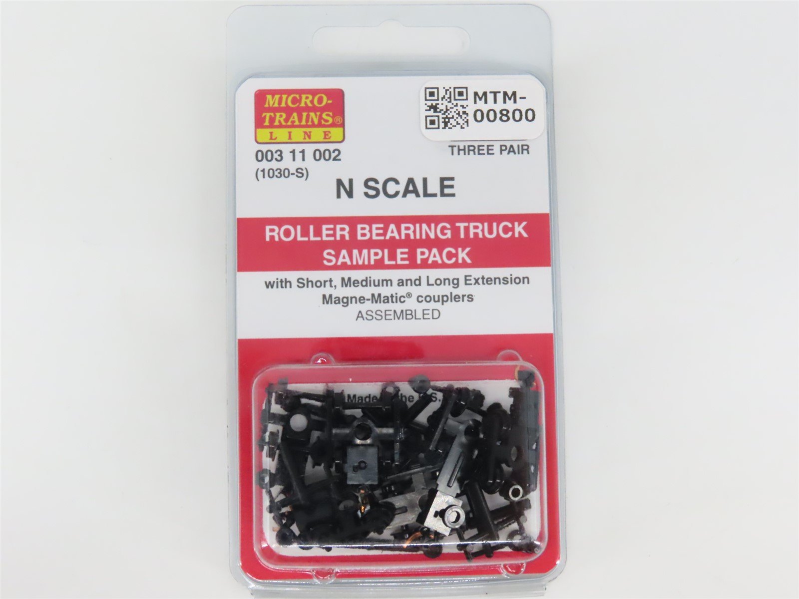 N Micro-Trains MTL 00311002 (1030-S) Roller Bearing Truck/Coupler Sampler 3 Pair
