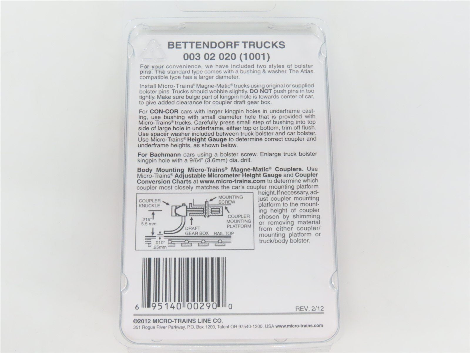 N Scale Micro-Trains MTL 00302020 (1001) Bettendorf Trucks - 1 Pair