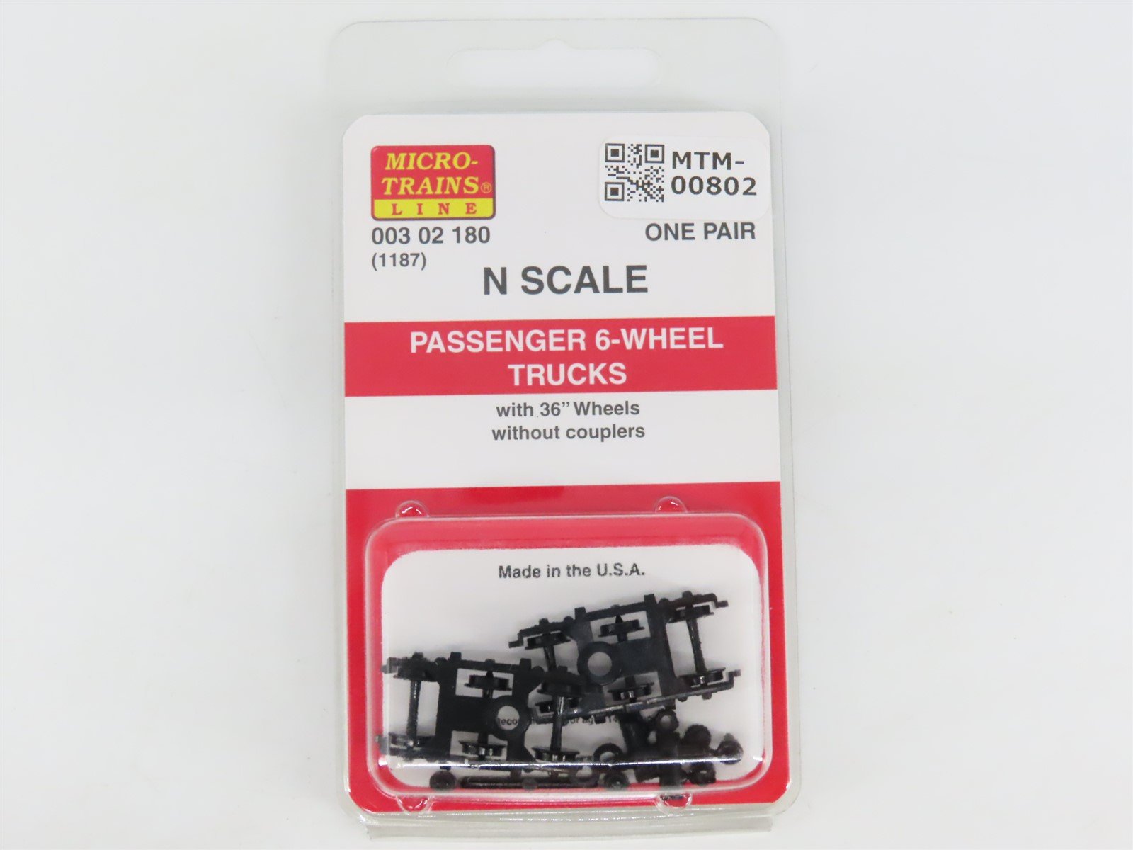 N Scale Micro-Trains MTL 00302180 (1187) Passenger 6-Wheel Trucks - 1 Pair