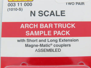 N Micro-Trains MTL 00311000 (1010-S) Arch Bar Trucks w/Couplers Sampler - 2 Pair