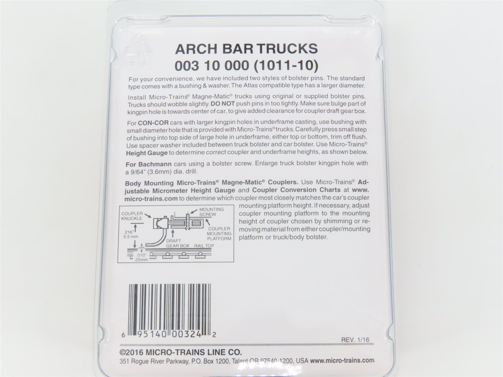 N Scale Micro-Trains MTL 00310000 (1011-10) Arch Bar Trucks - 10 Pair