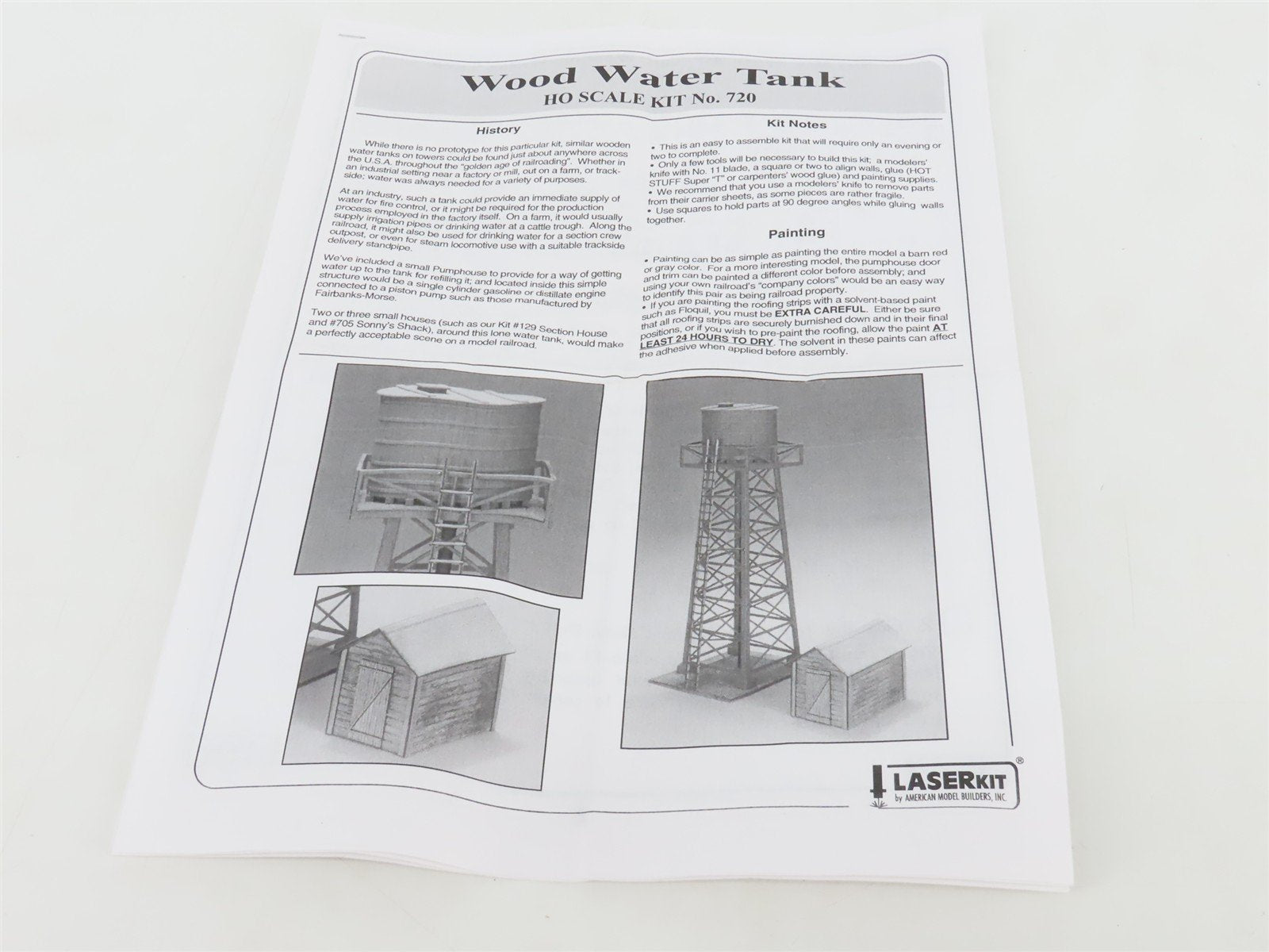 HO 1/87 Scale American Model Builders LaserKit 720 Wood Water Supply Tank