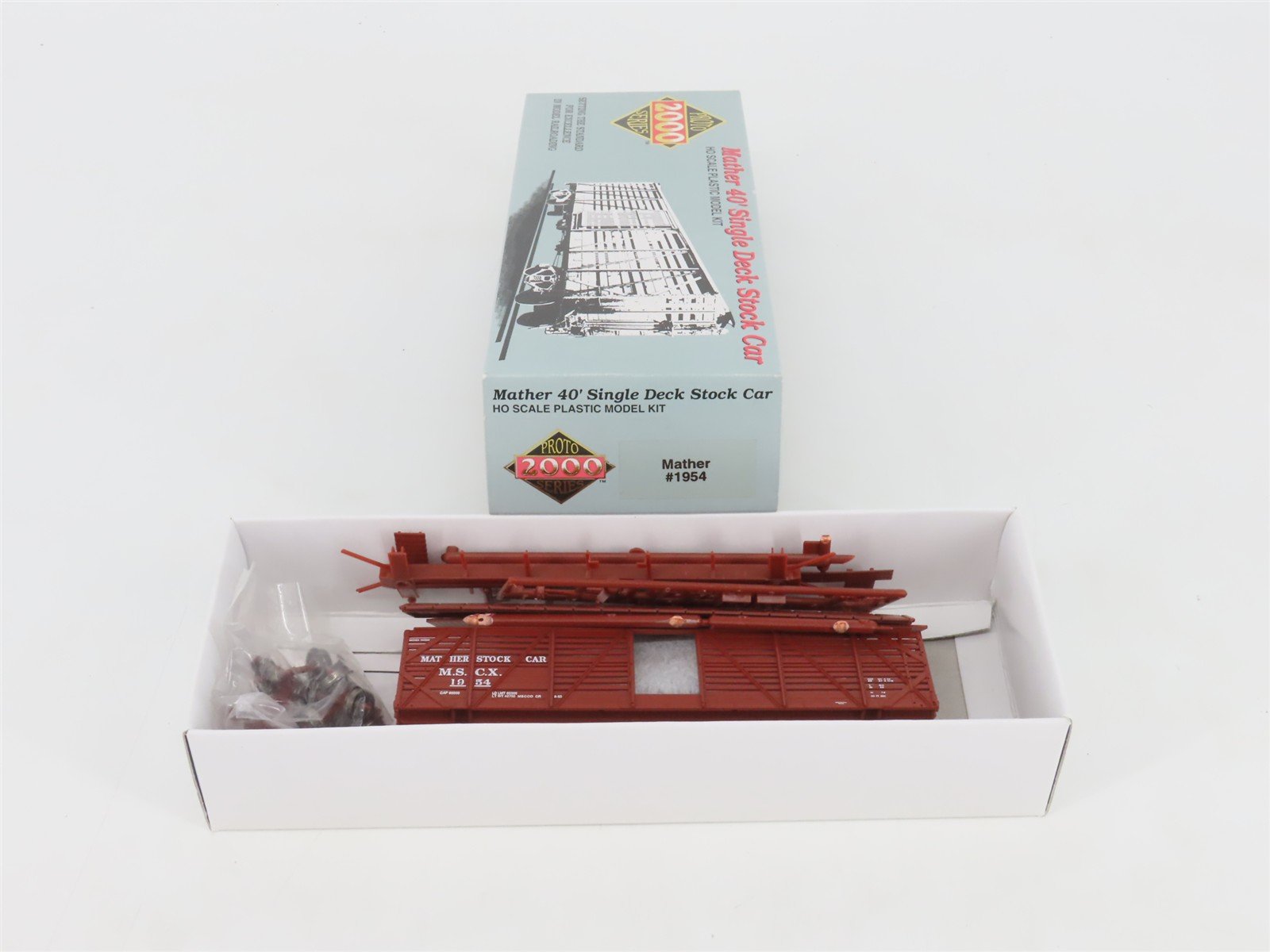 HO Scale Life-Like Proto 2000 Kit MSCX Mather 40' Single Deck Stock Car #1954