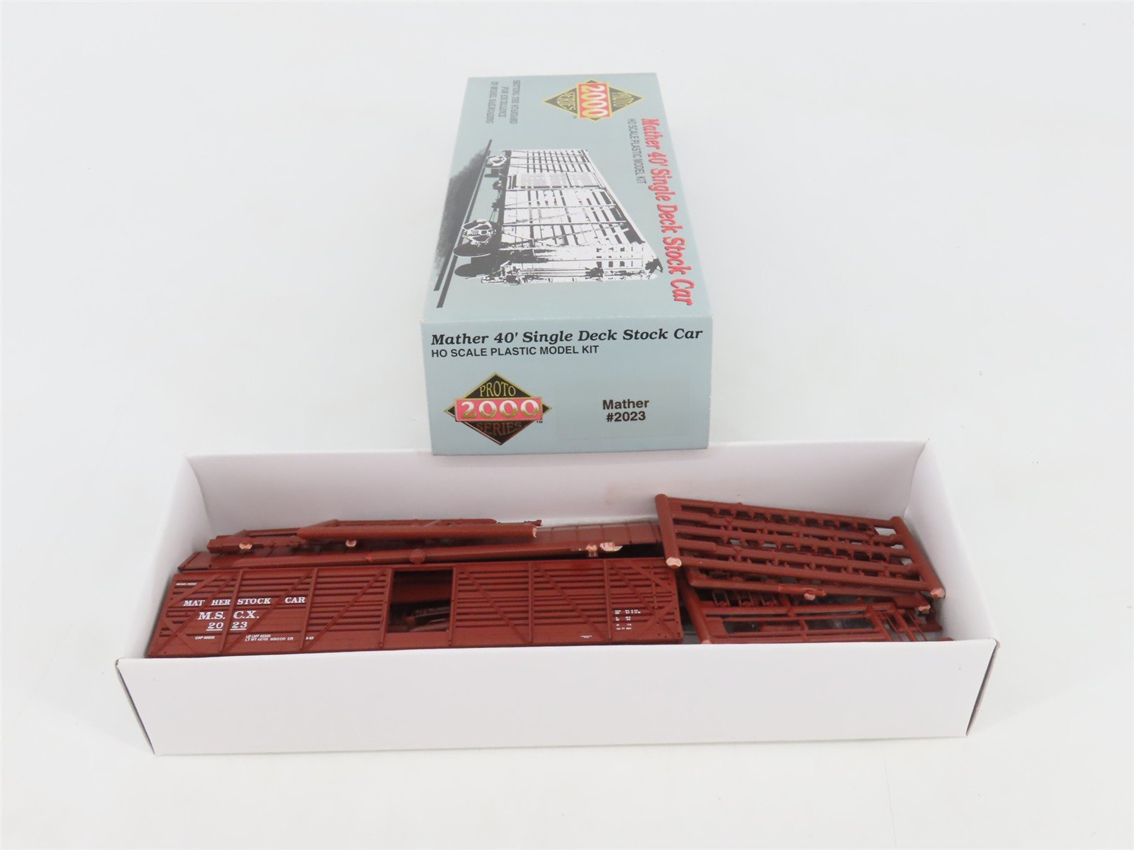 HO Scale Life-Like Proto 2000 Kit MSCX Mather 40' Single Deck Stock Car #2023
