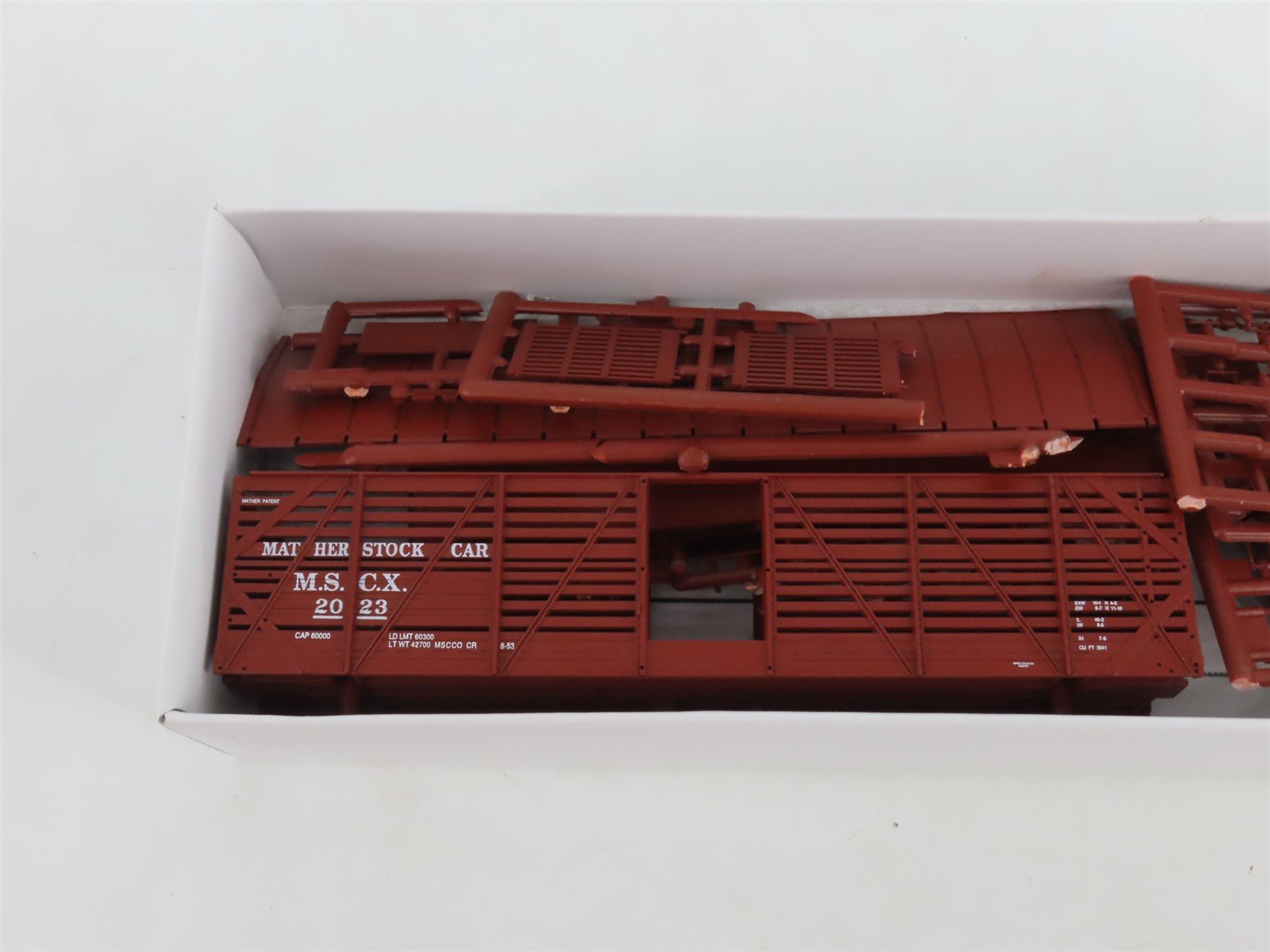 HO Scale Life-Like Proto 2000 Kit MSCX Mather 40' Single Deck Stock Car #2023