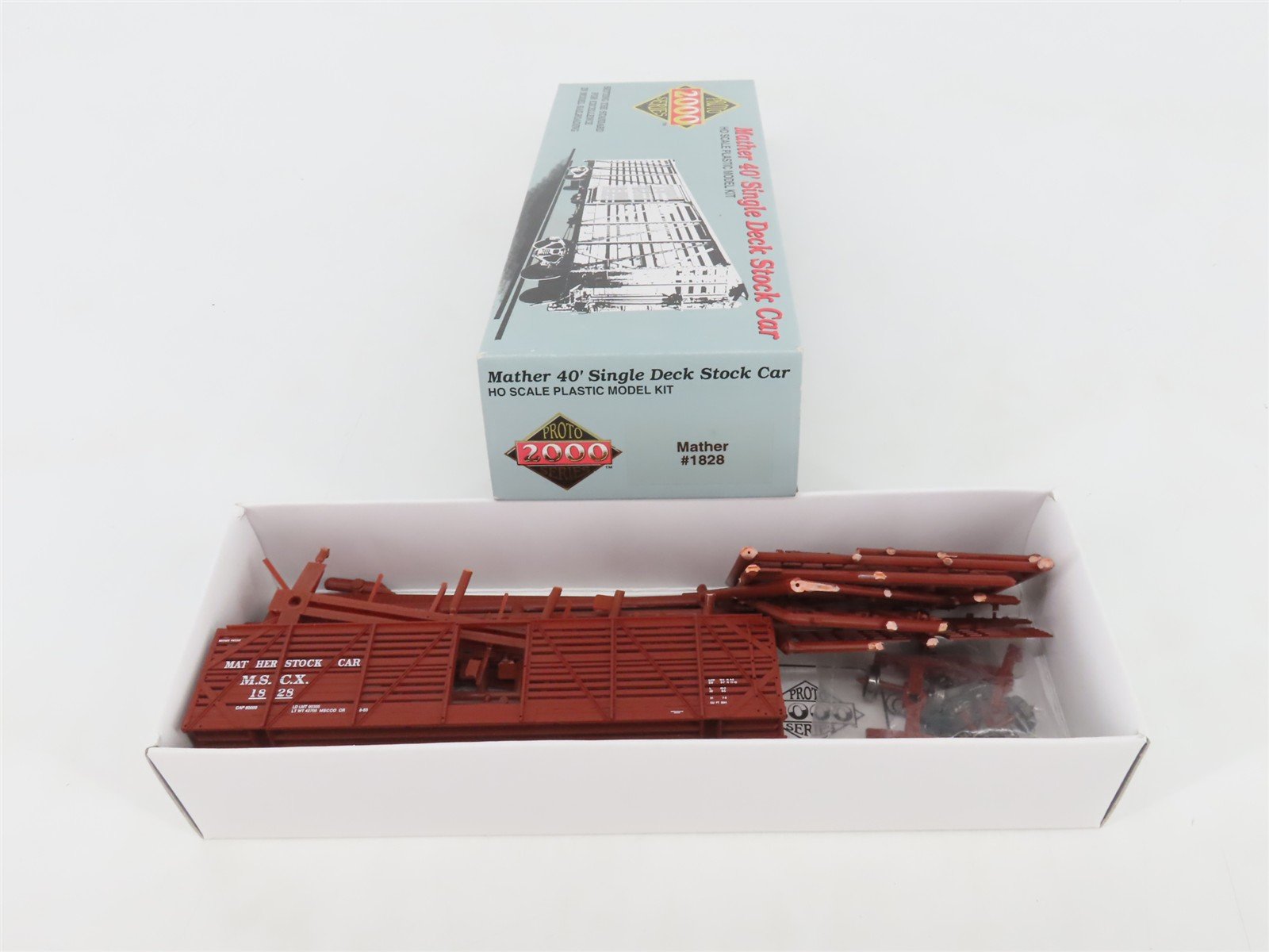 HO Scale Life Like Proto 2000 Kit MSCX Mather 40' Single Deck Stock Car #1828