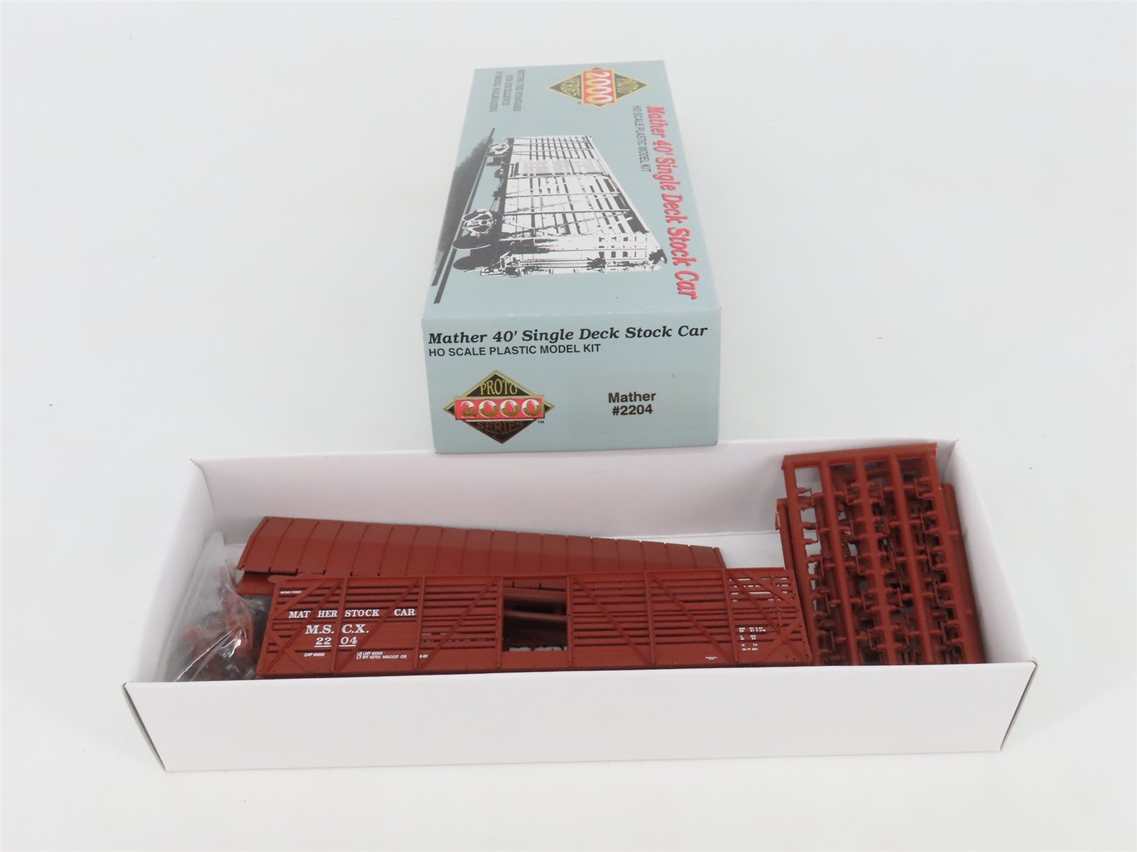 HO Scale Life-Like Proto 2000 Kit MSCX Mather 40' Single Deck Stock Car #2204