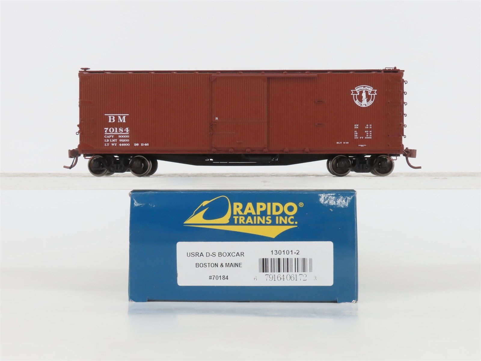 HO Scale Rapido 130101-2 BM Boston & Maine "Minute Man Service" Box Car #70184