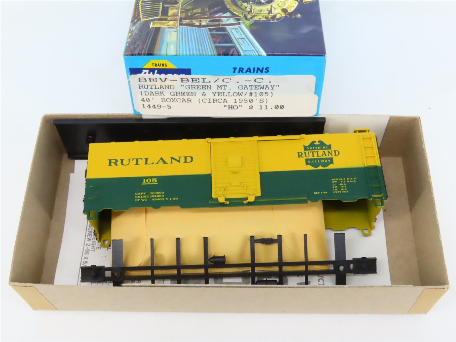 HO Athearn Bev-Bel Kit #1449-5 RUT Rutland Green Mountain Gateway Box Car #405