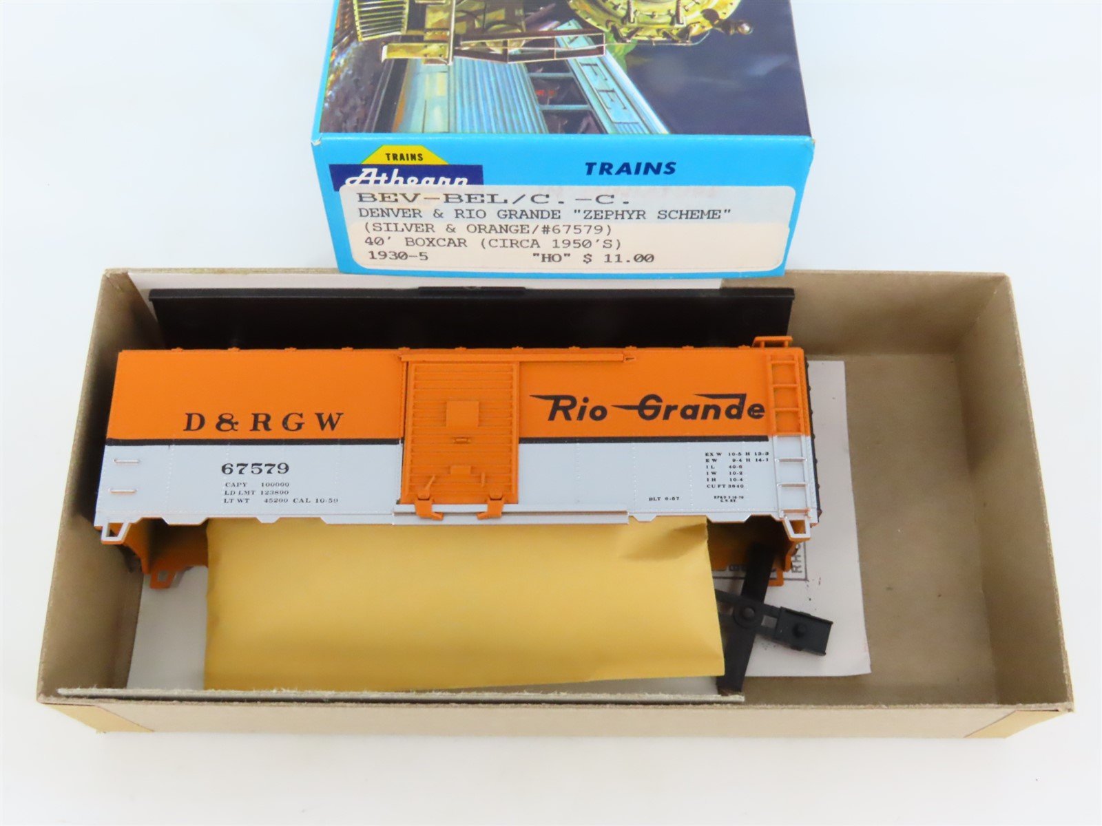 HO Athearn Bev-Bel Kit #1930-5 D&RGW Rio Grande 40' Single Door Box Car #67579