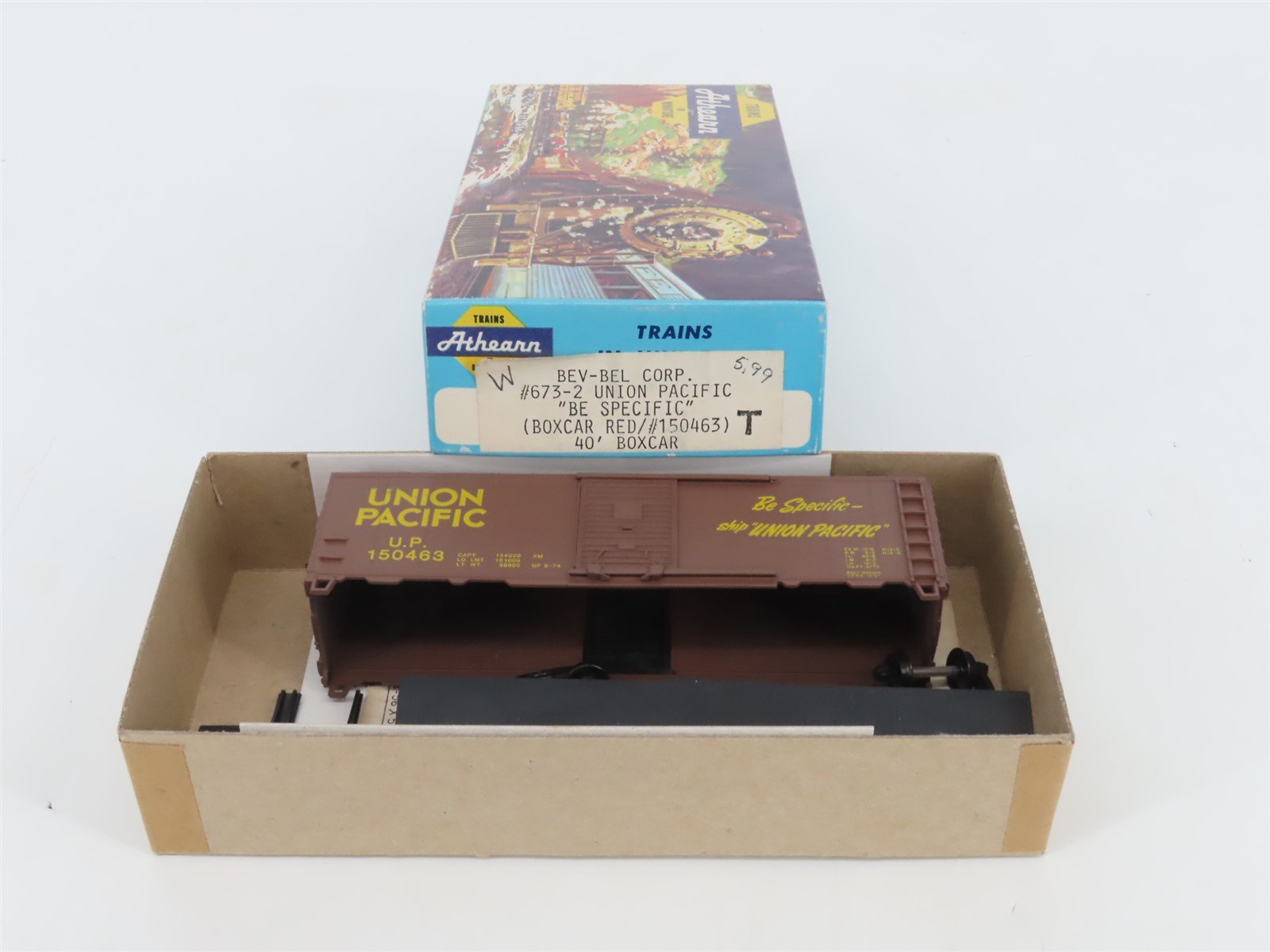 HO Scale Athearn Bev-Bel Kit #673-2 UP Union Pacific 40' Box Car #150463