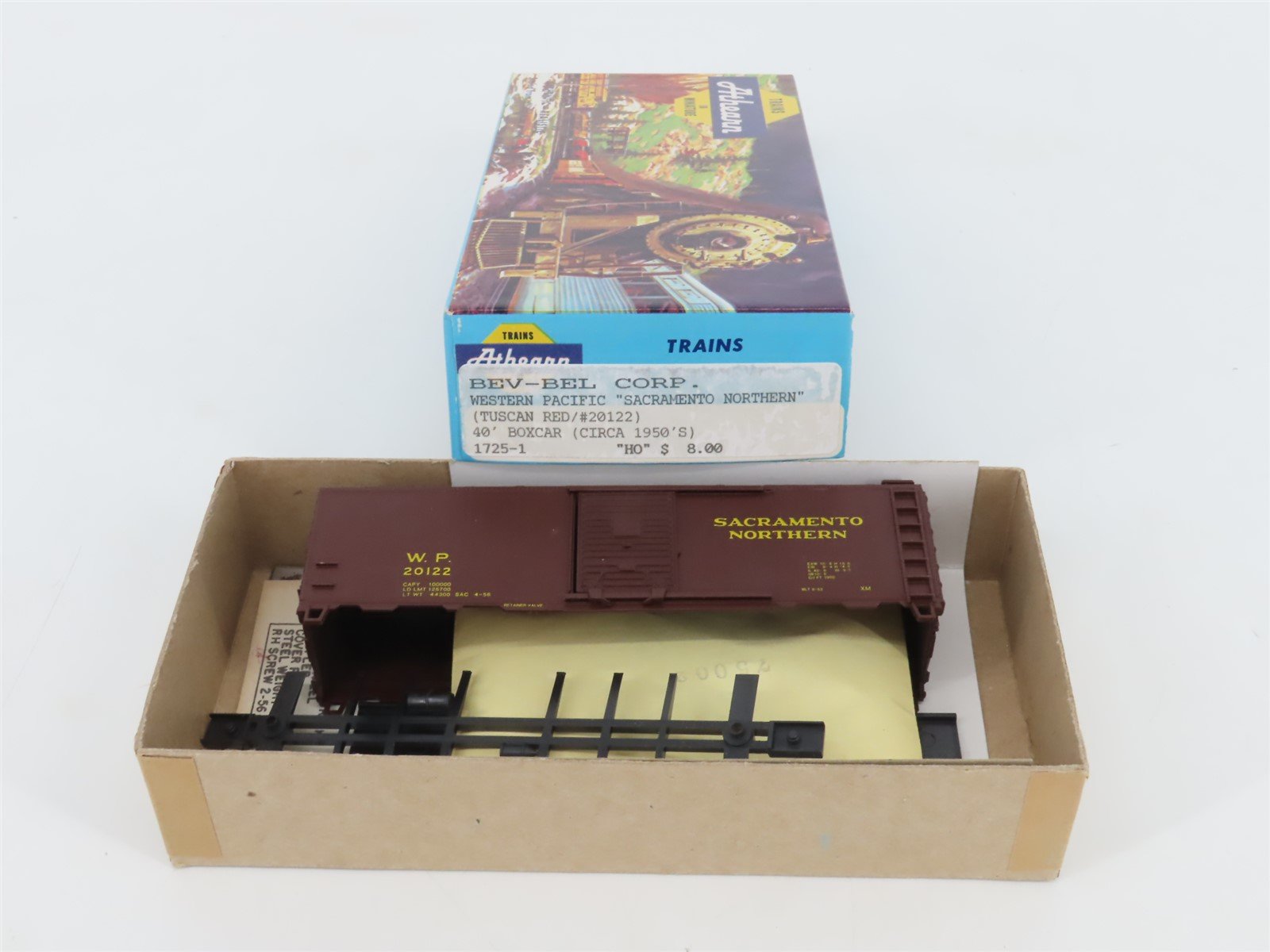 HO Scale Athearn Bev-Bel Kit #1725-1 WP Western Pacific 40' Box Car #20122